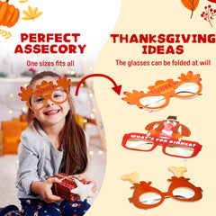 36 Pack Thanksgiving Turkey Glasses, Turkey Eyewear Photo Props for Kids