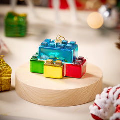 Christmas Building Blocks Glass Ornament