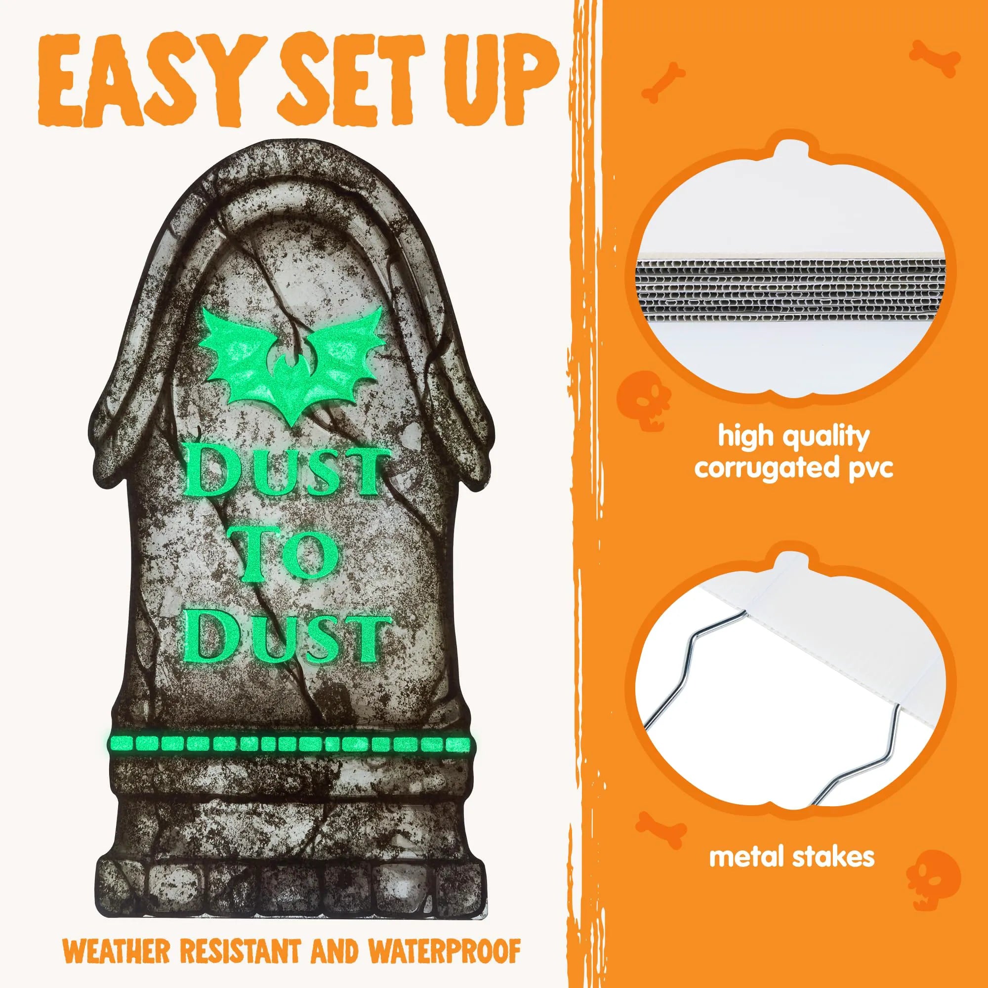 Glow-in-the-Dark Halloween Tombstones for Outdoor Graveyard Decor