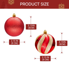 12-Piece 3.15-Inch Red and Gold Christmas Ball Ornament Set