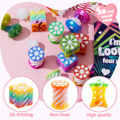 28-Piece Valentine's Day Gift Set: Impossible Spiral Cone Fidget Toys with Valentine Cards