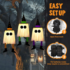 23.6" 3PCS Halloween Hanging Ghost Decorations for Outdoor Use