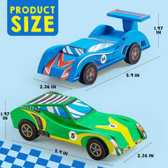 4 DIY Wooden Race Cars-Build & Paint Your Own Wood Craft Kit