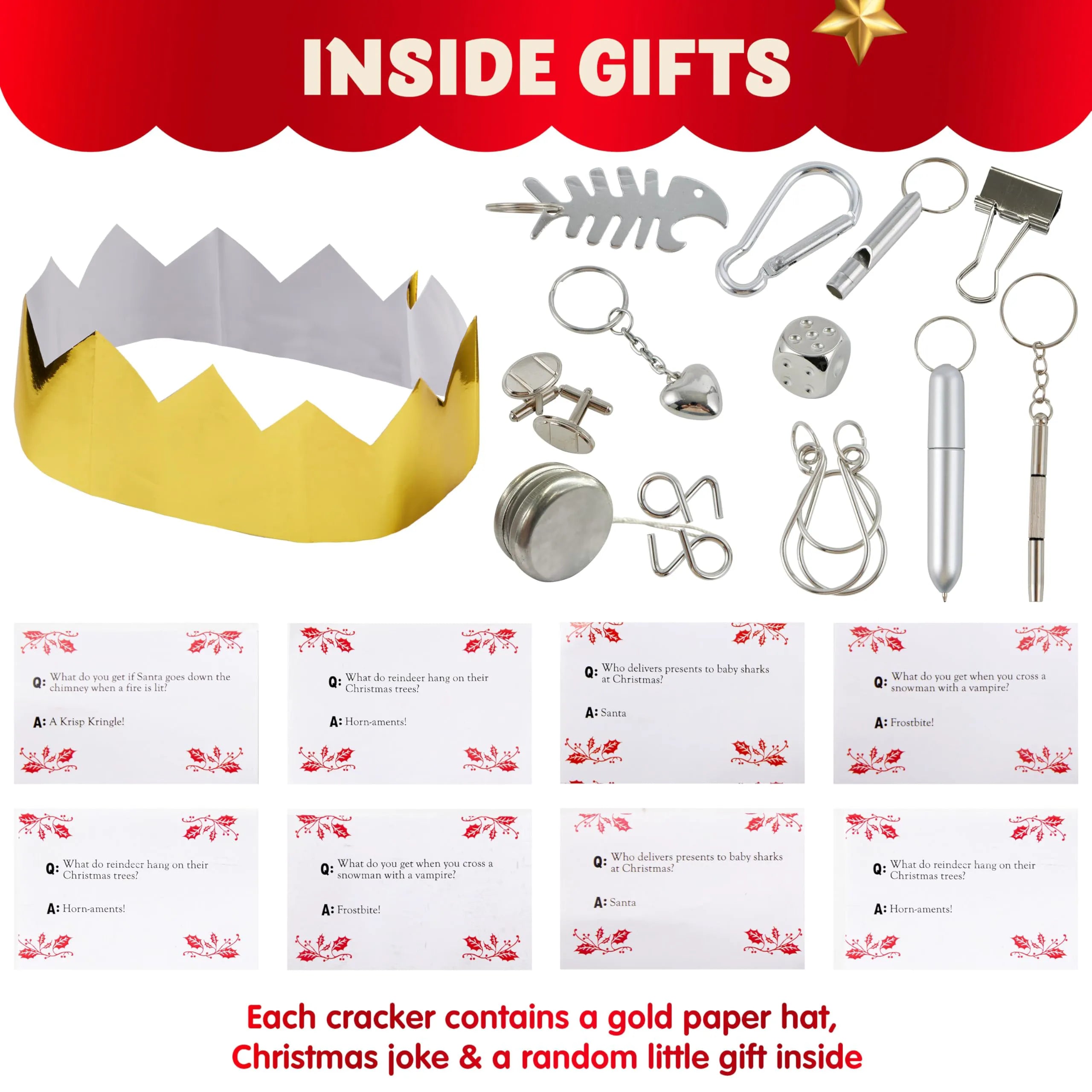 12 Pack Red White Snowflake Christmas Party Table Favors