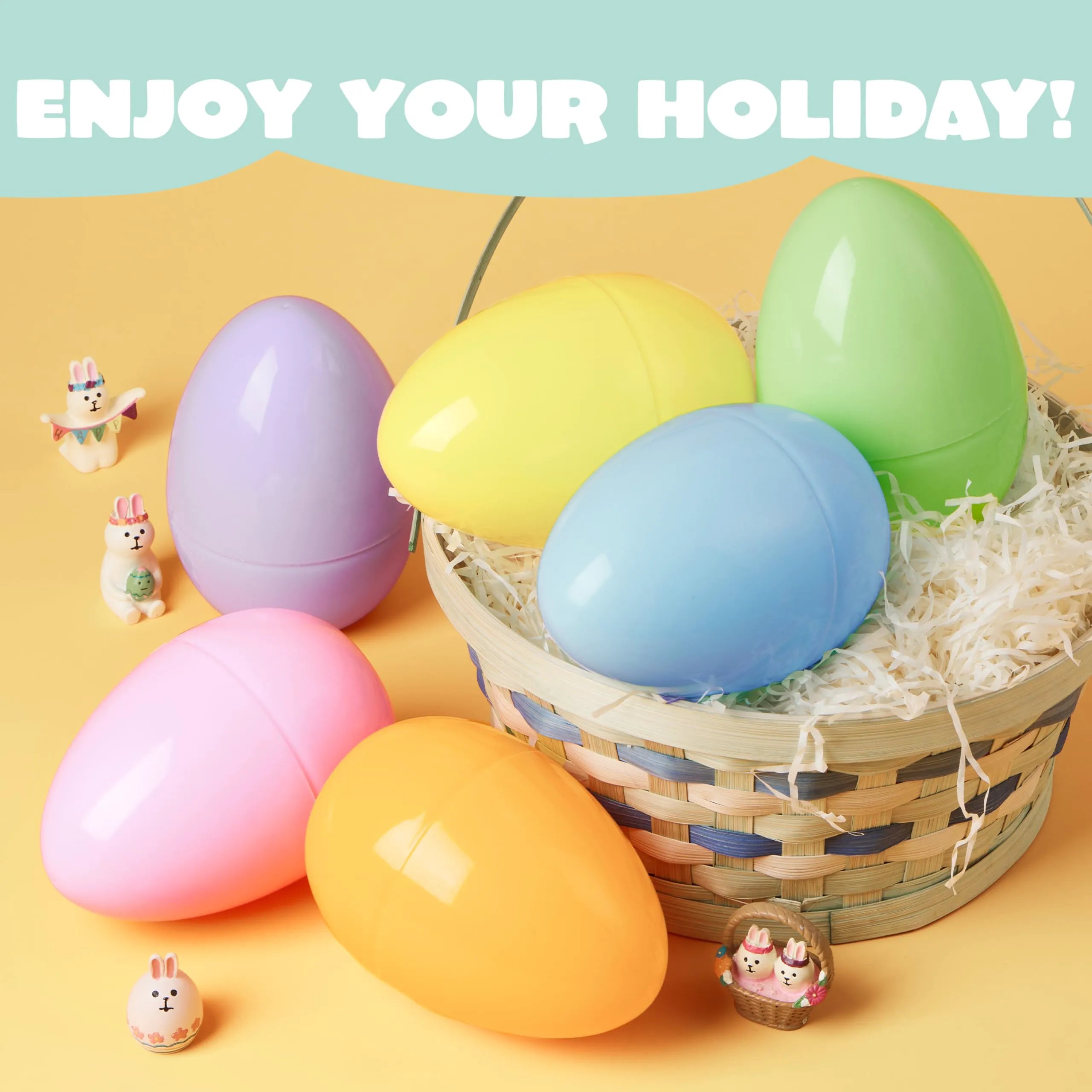 24 Large Pastel Easter Eggs, 6-Inch Plastic Jumbo Fillable Eggs