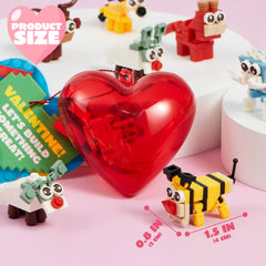 26 Building Blocks Animals with Prefilled Hearts and Kids Valentine's Cards