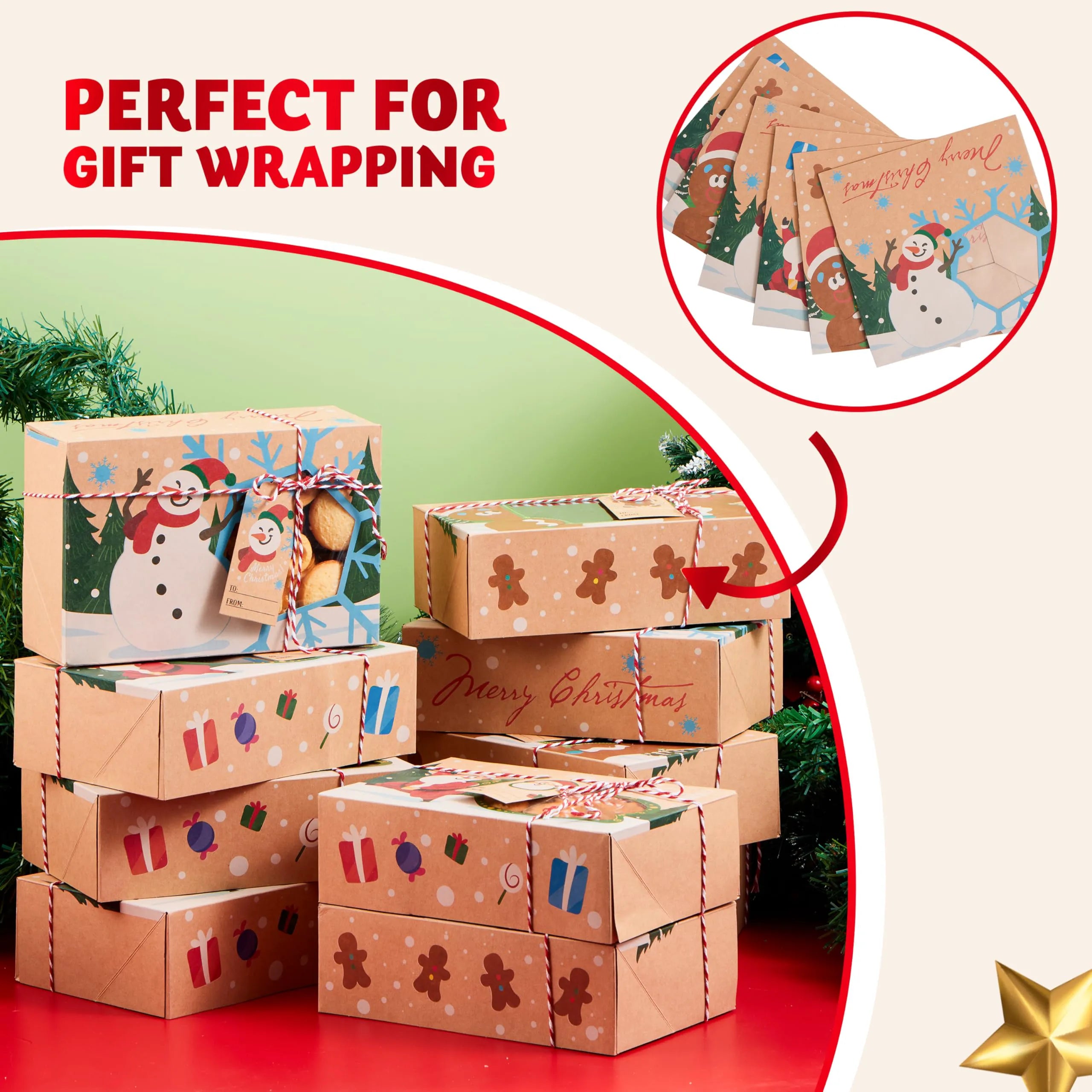 24 PCS Christmas Cookie Gift Baking Box with Window Auto-Popup