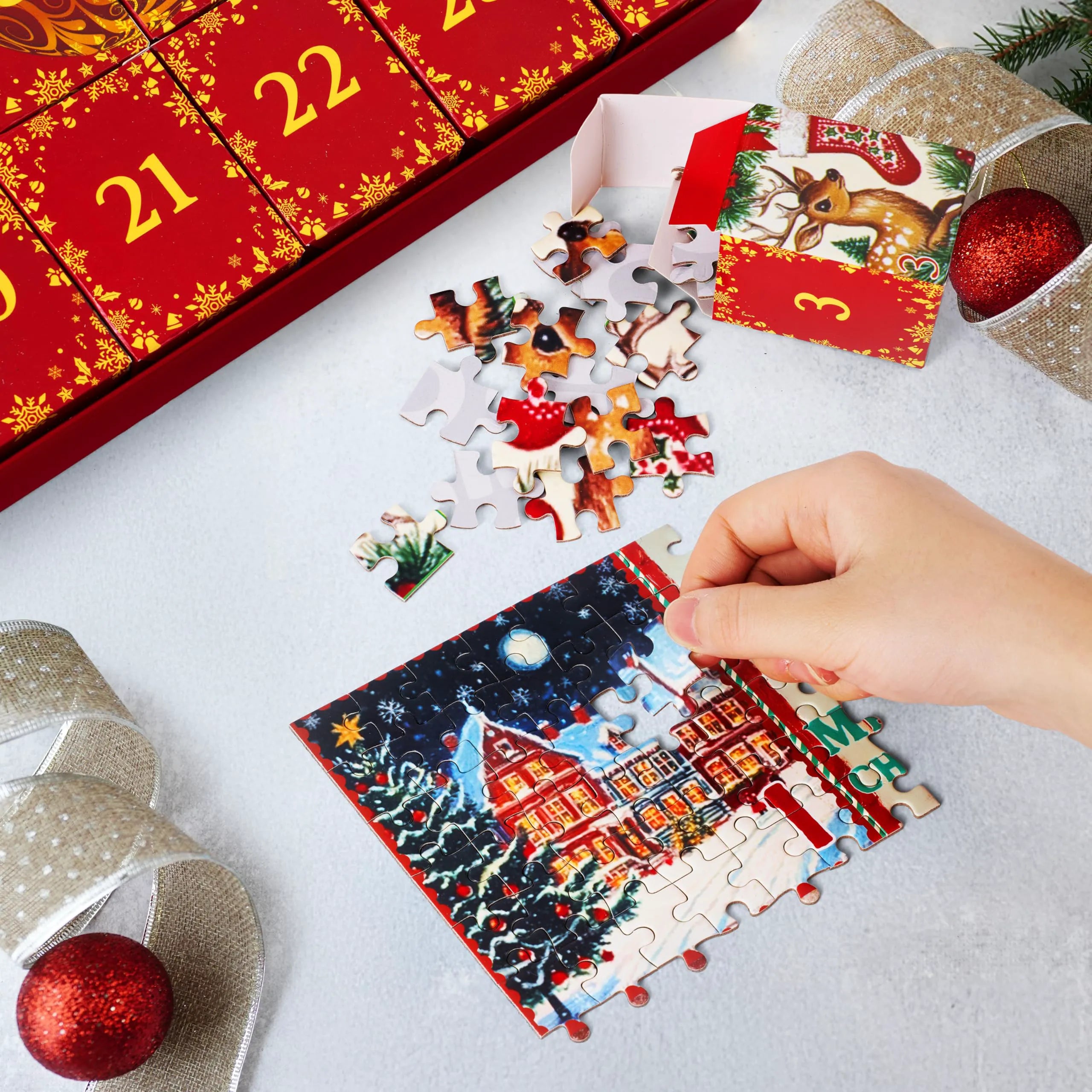 1000-Piece 24-Day Christmas Advent Calendar Puzzles