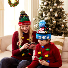 Light-Up Knitted Snowman Christmas Beanie Hat