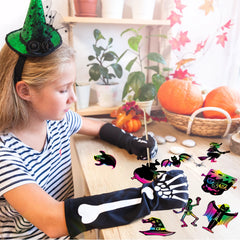 120 Pcs Halloween Rainbow Scratch Art Crafts for Kids