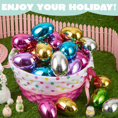 24PCS 3.15" Metallic Easter Eggs for Easter Hunt