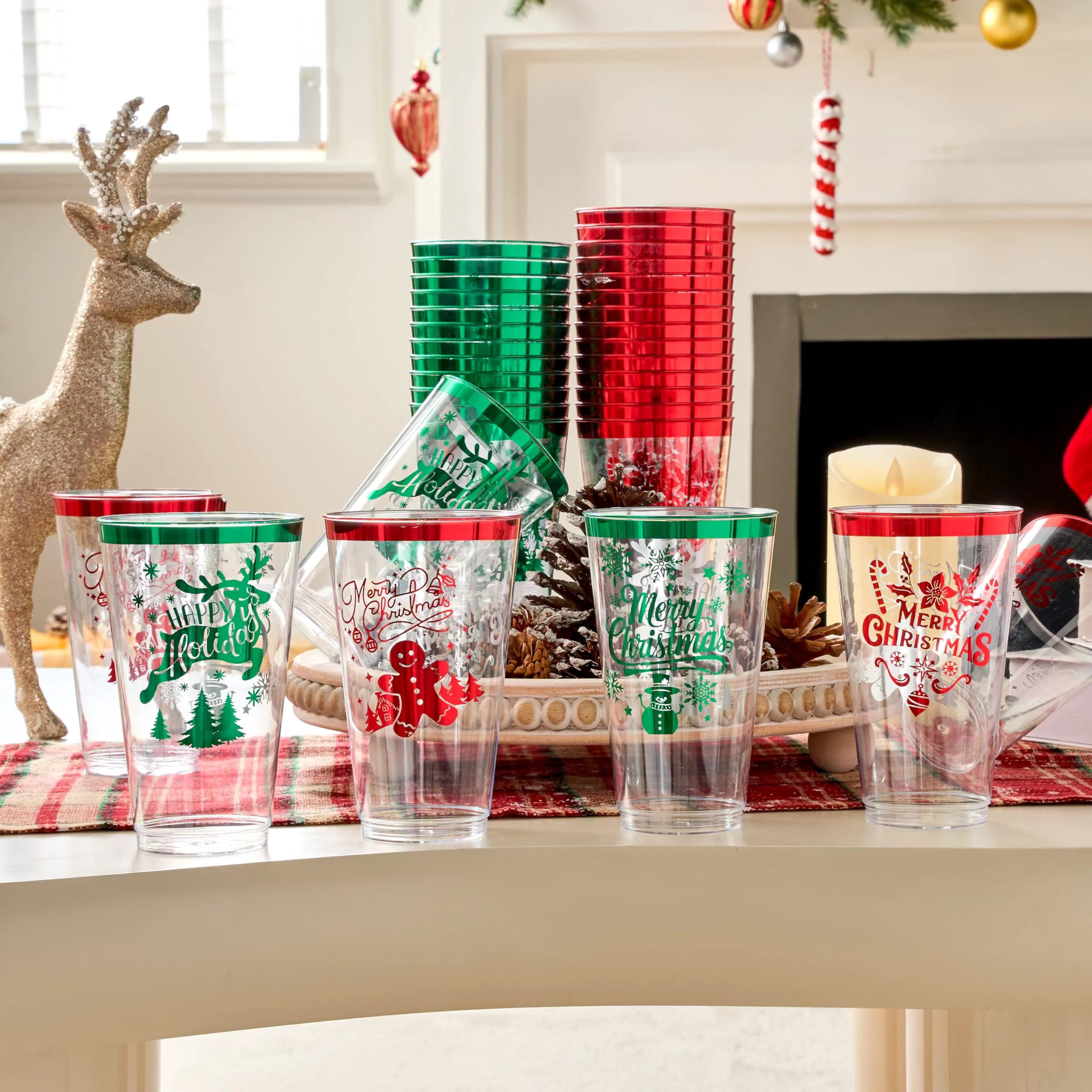 36 Pack Christmas Disposable Plastic Cups