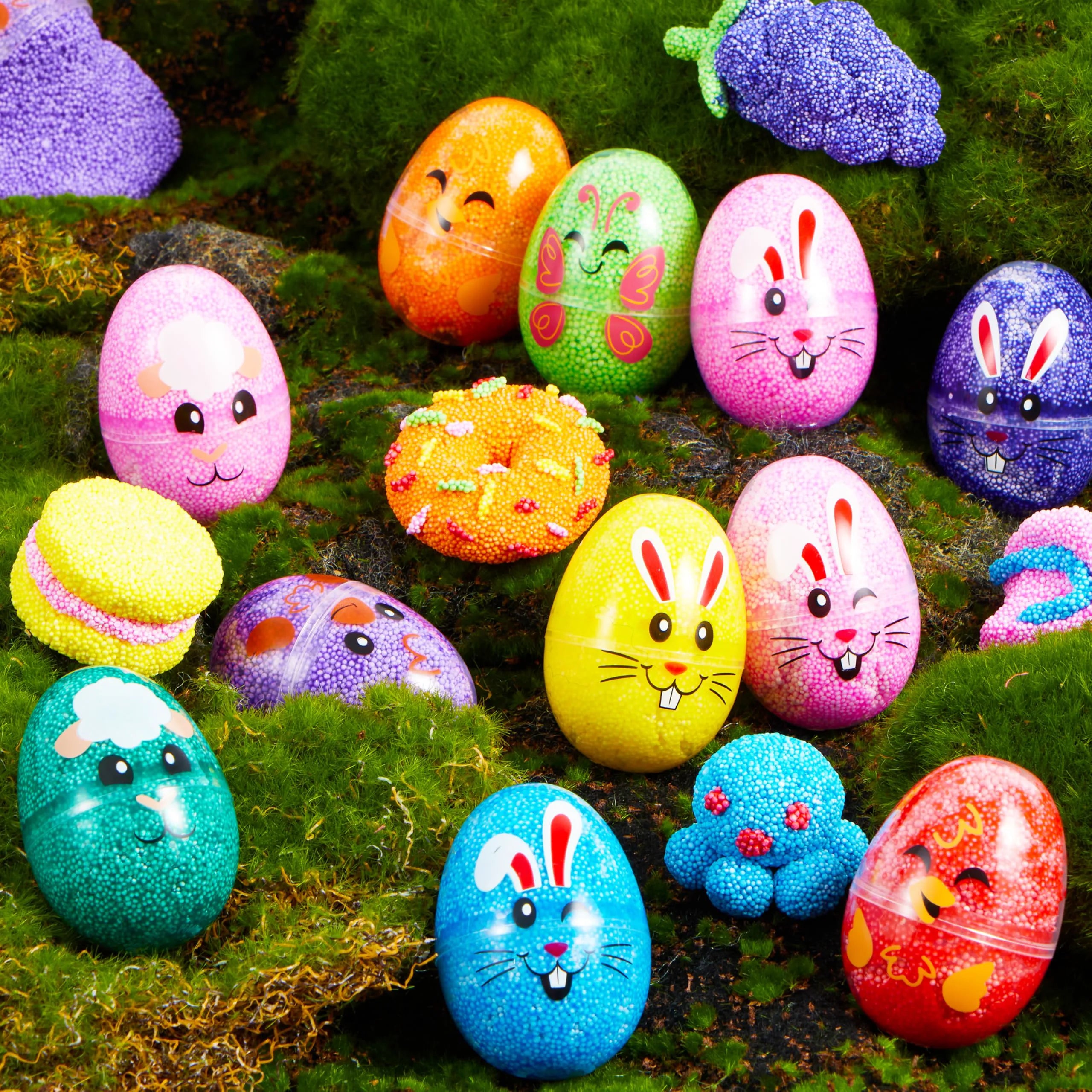 24 Pcs Easter Prefilled Eggs with Foam Squishy Toys