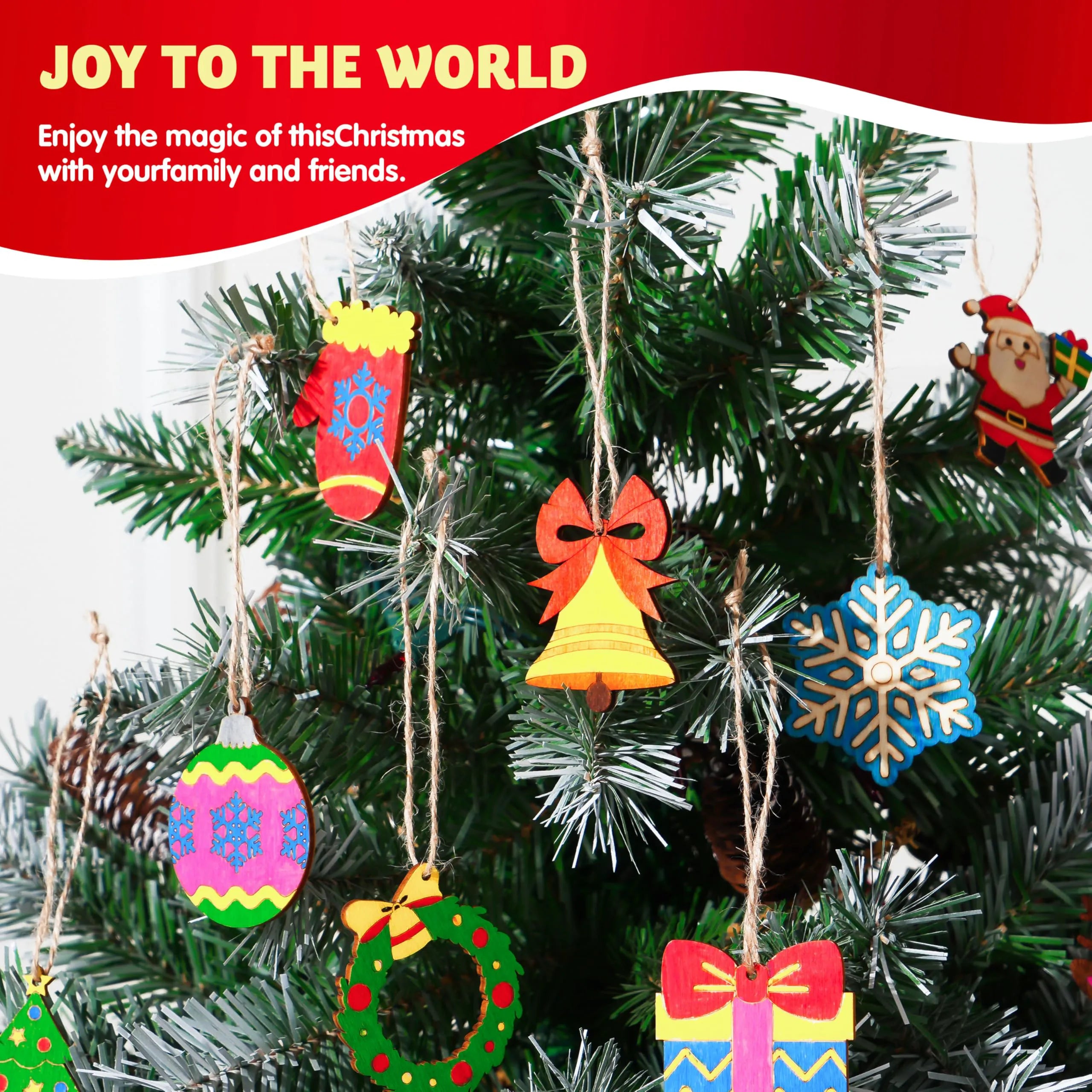 36-Piece Christmas Wooden Hanging Ornament Craft Kit