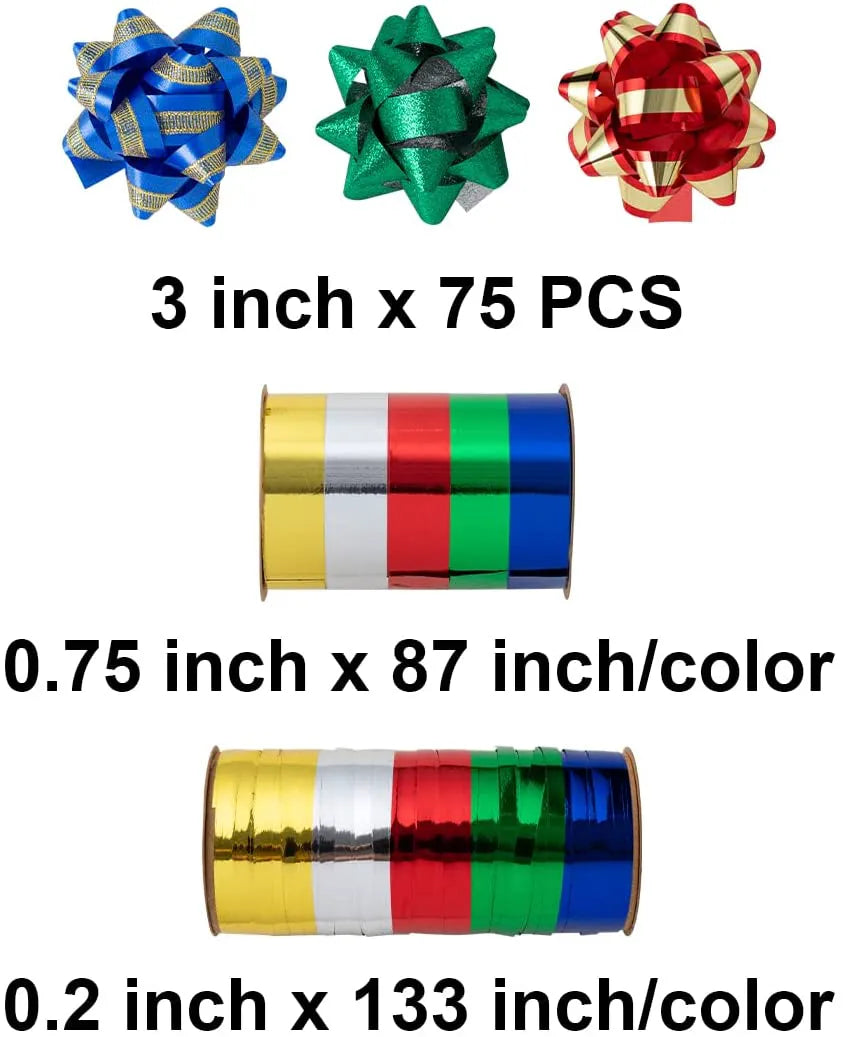 3-Inch Christmas Gift Bows, 75-Pack