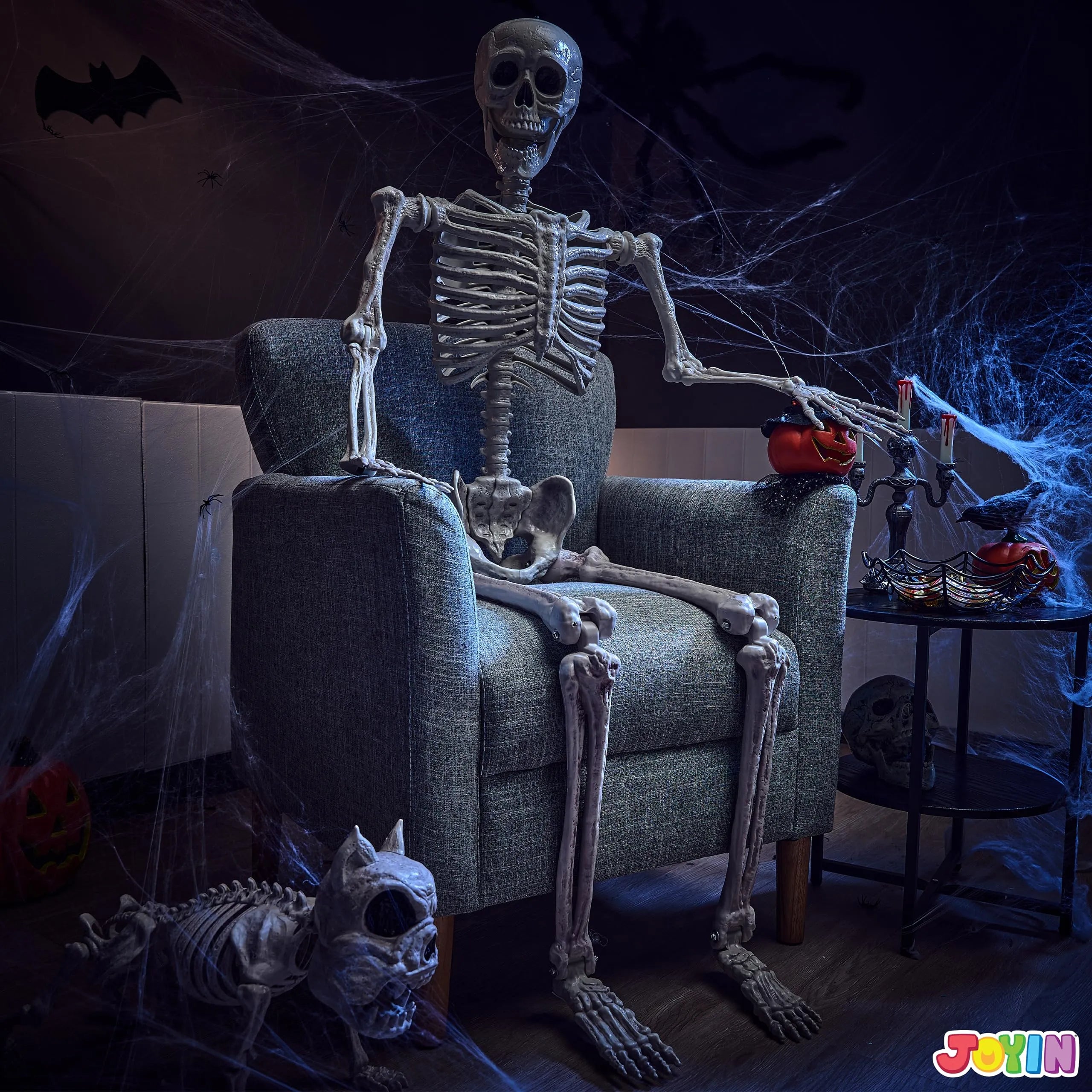 5.6ft Halloween Life-Size Posable Skeleton with Realistic Bones and Movable Joints