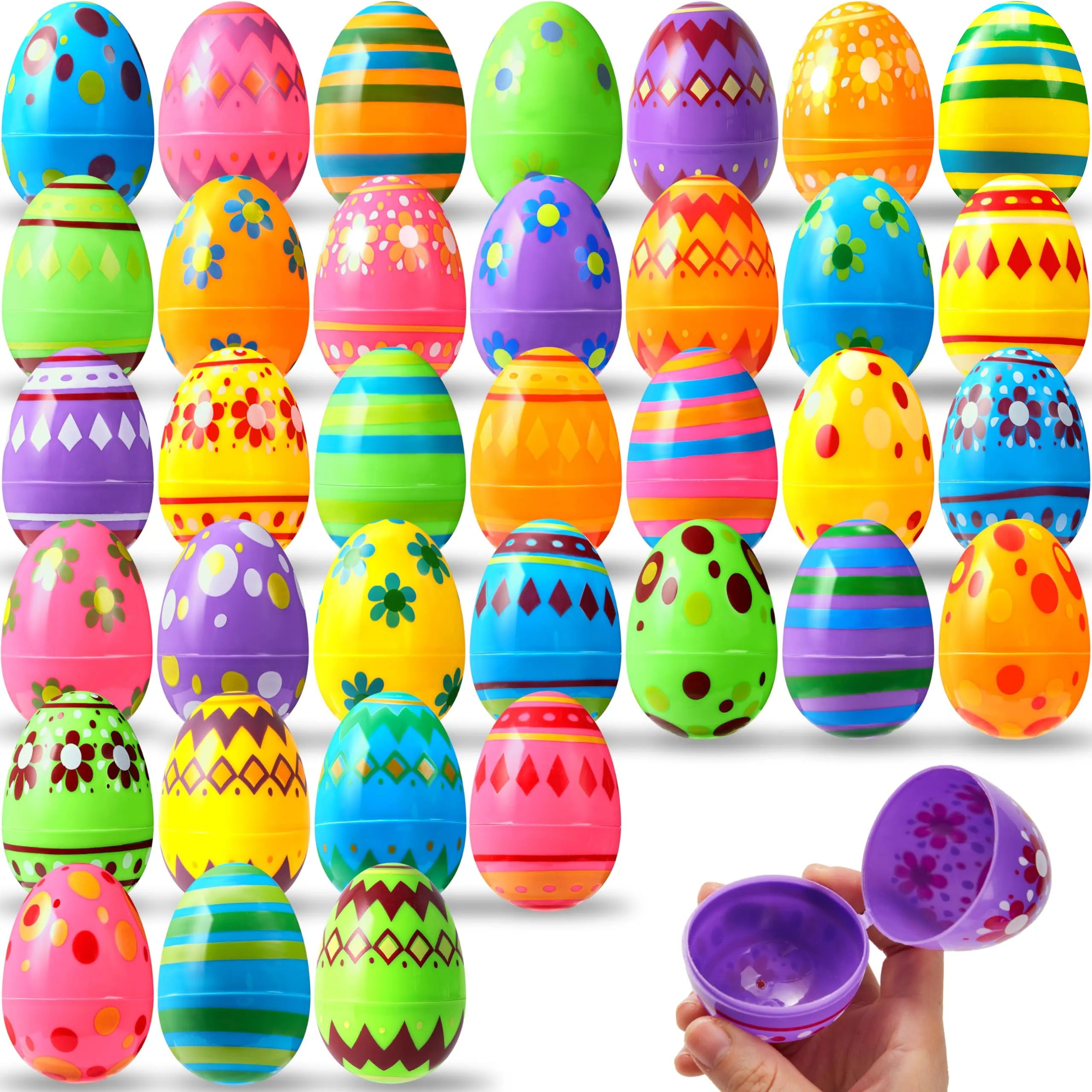 50 Pack 3.15 Inch Fillable Plastic Easter Eggs, Assorted Colors Empty Eggs for Easter Egg Hunt