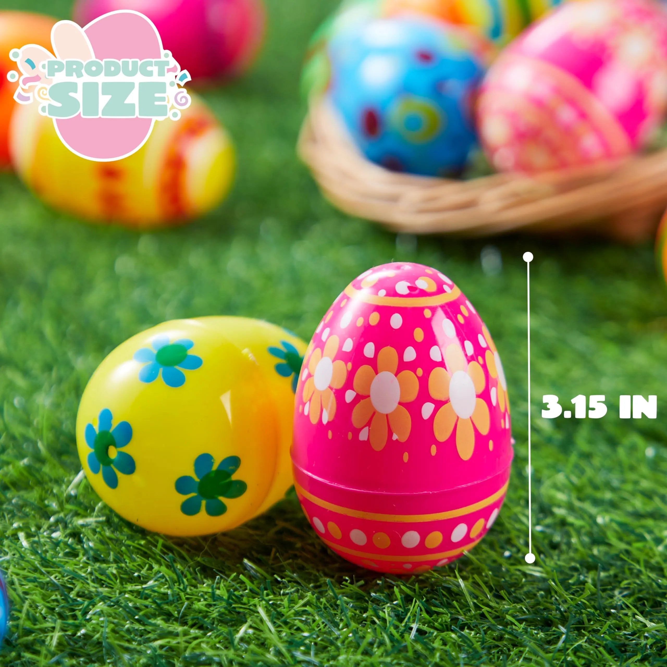 50 Pack 3.15 Inch Fillable Plastic Easter Eggs, Assorted Colors Empty Eggs for Easter Egg Hunt