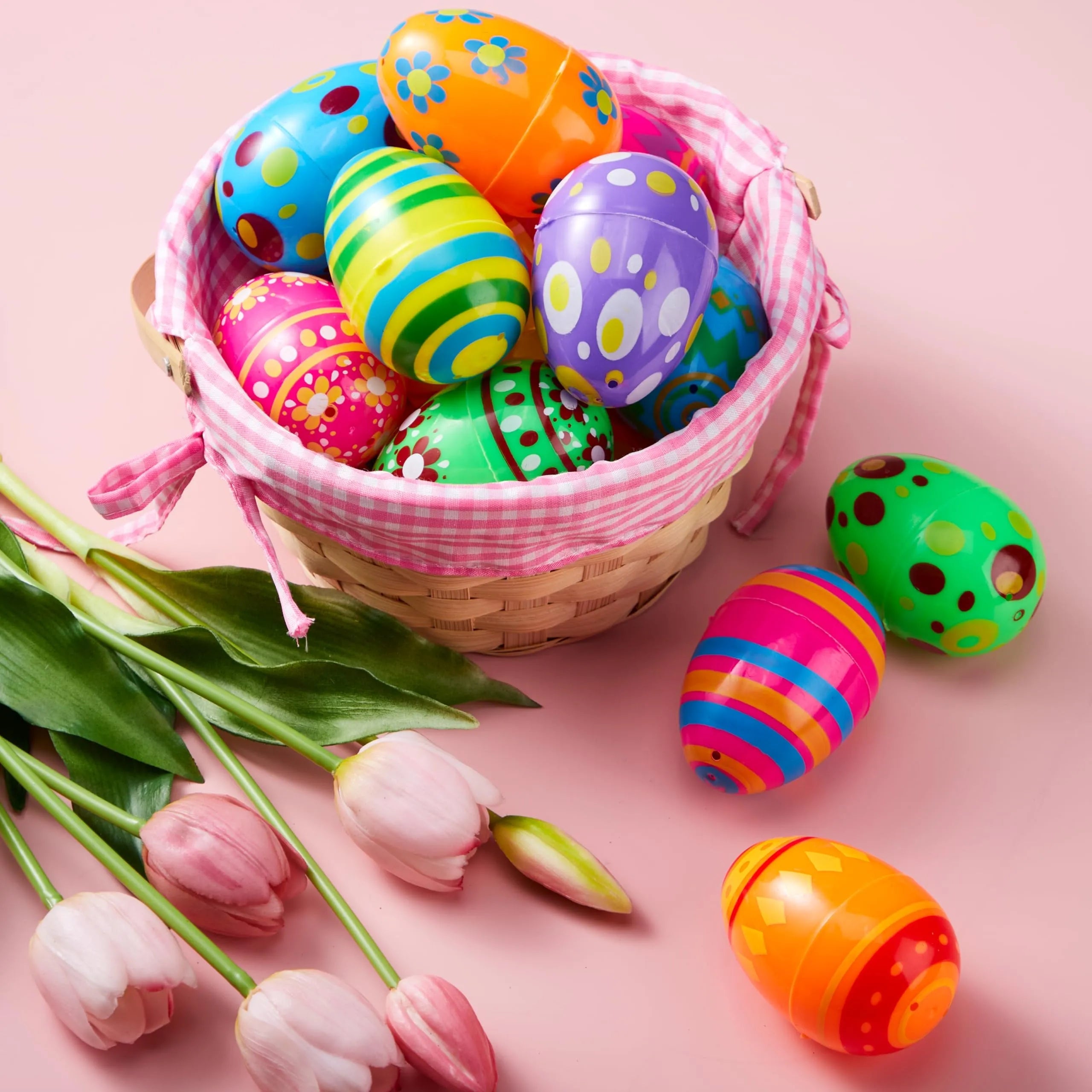 50 Pack 3.15 Inch Fillable Plastic Easter Eggs, Assorted Colors Empty Eggs for Easter Egg Hunt