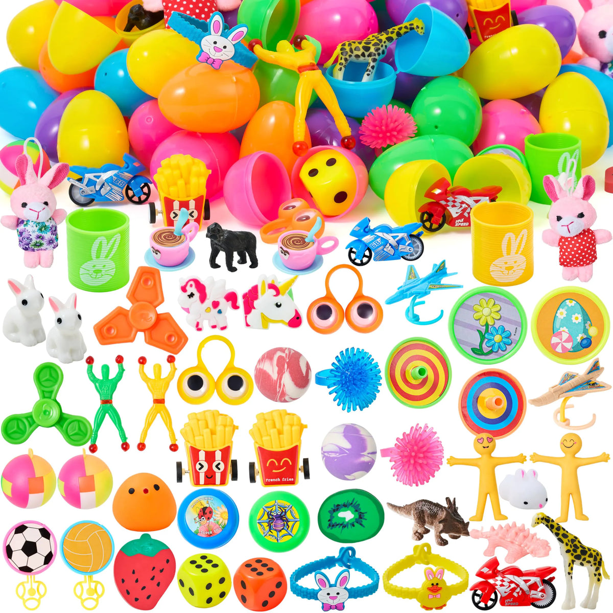 50 Prefilled Easter Eggs with Toys for Hunt, Basket Stuffers & Party Favors