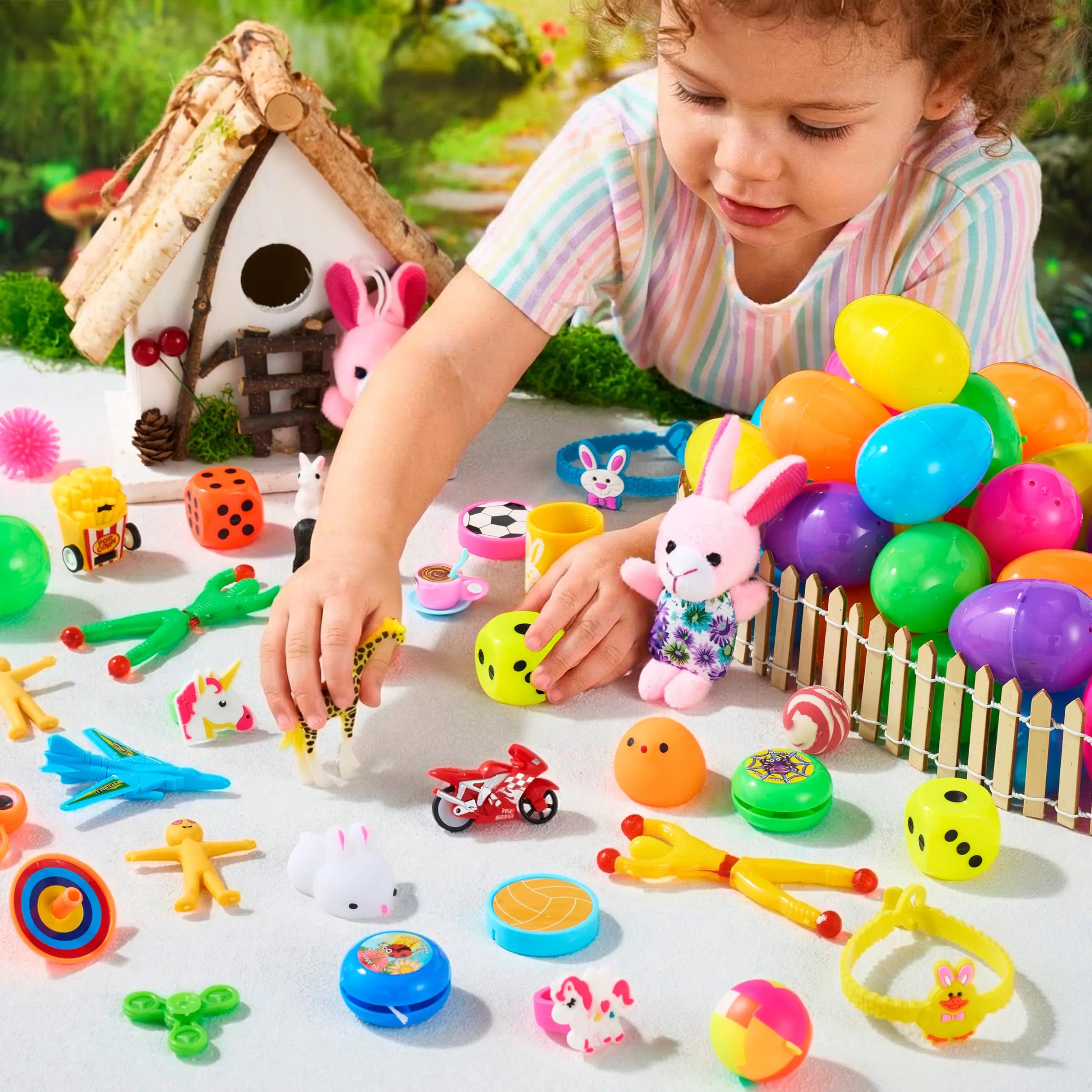 50 Prefilled Easter Eggs with Toys for Hunt, Basket Stuffers & Party Favors