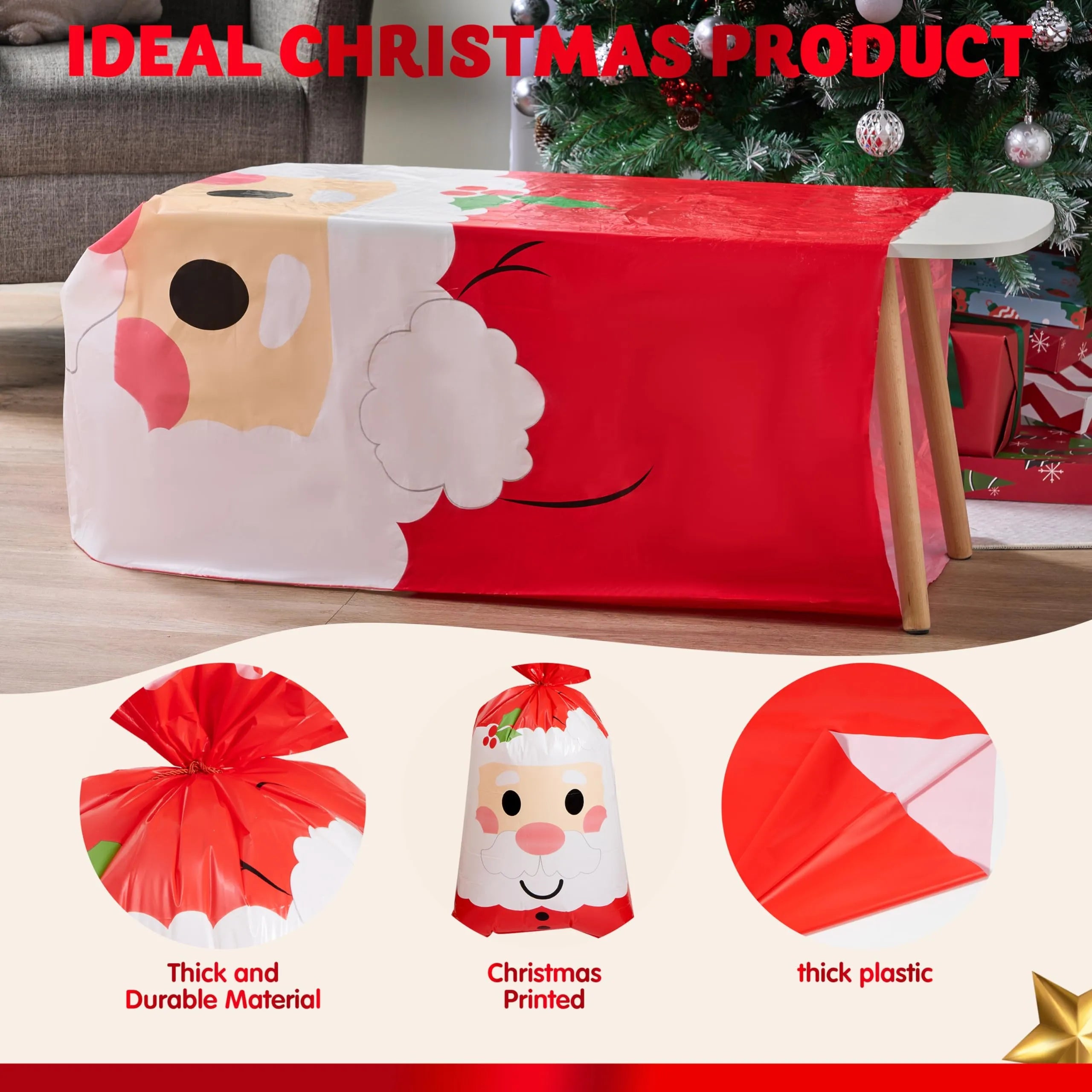 56x36 Inch Jumbo Christmas Santa Plastic Gift Wrapping Bag