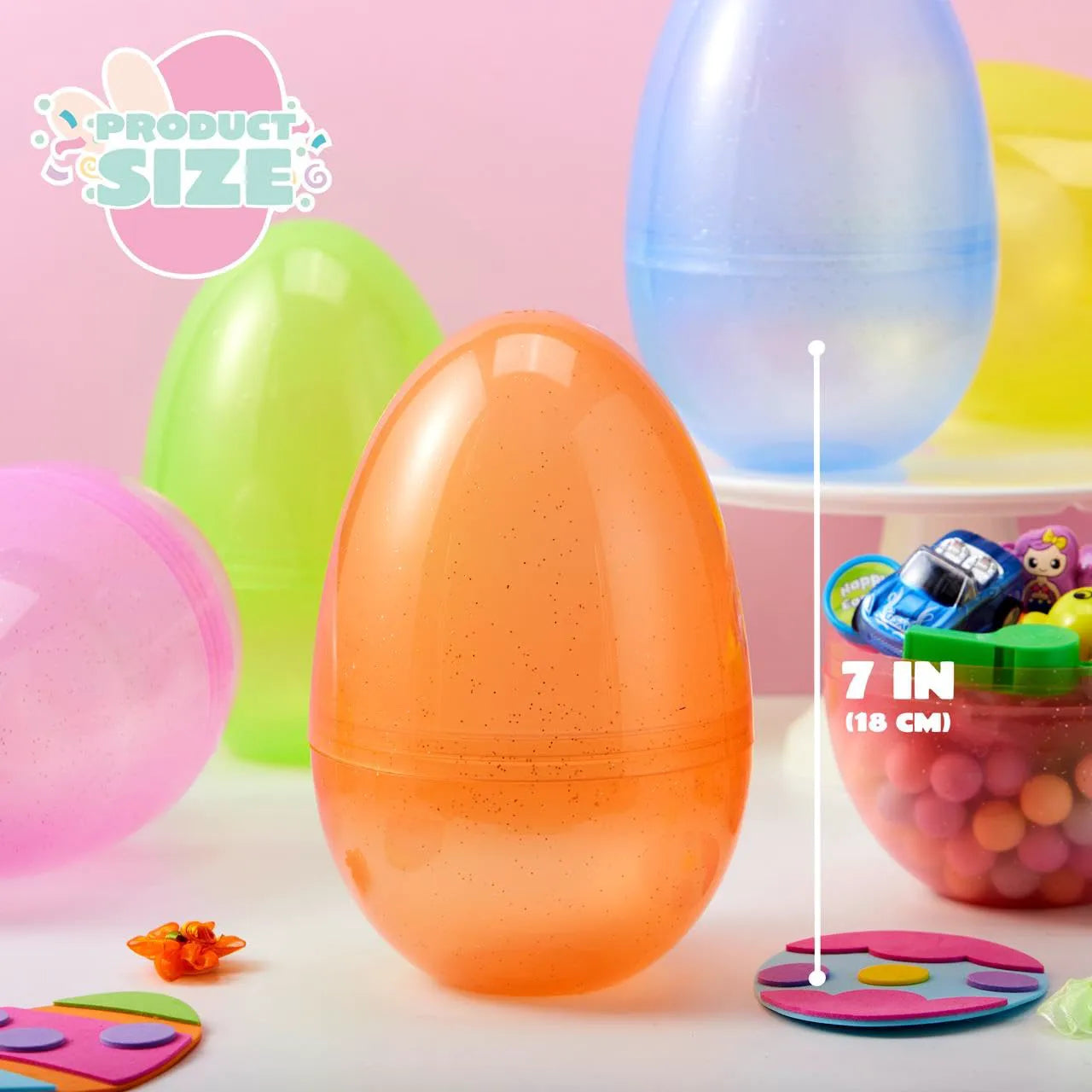 6-Pack 7-Inch Jumbo Plastic Easter Egg Shells for Easter Egg Hunt