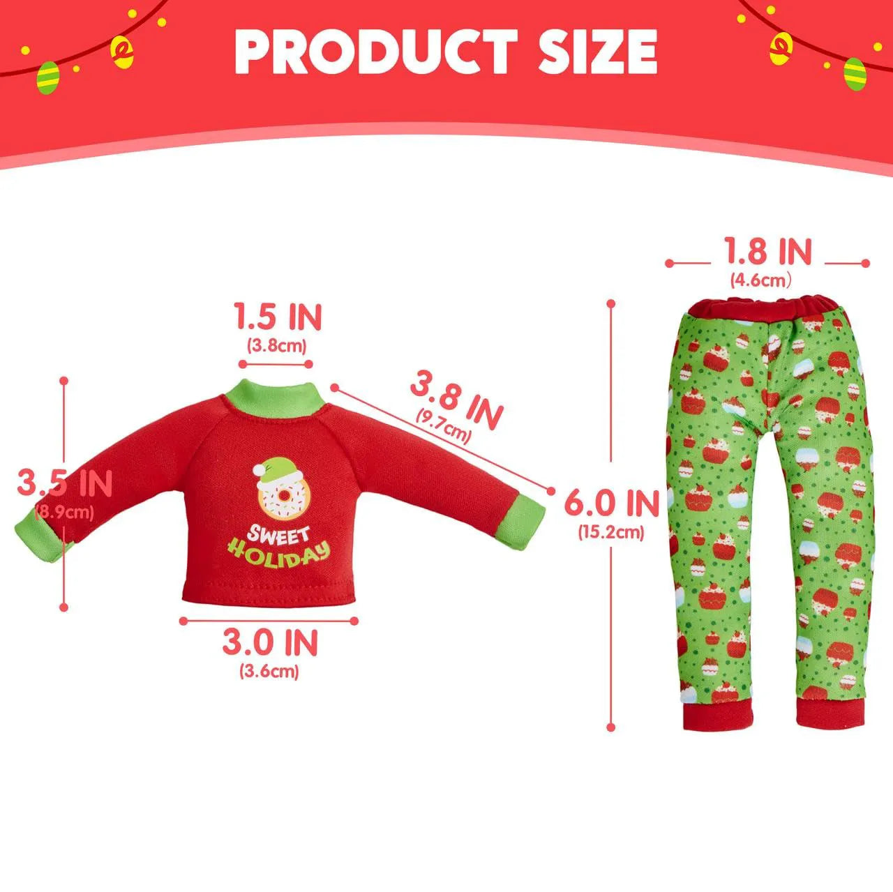 2 Pack Santa Ugly Sweaters for Dolls - Cupcakes & Donuts Themed Naughty Pajamas