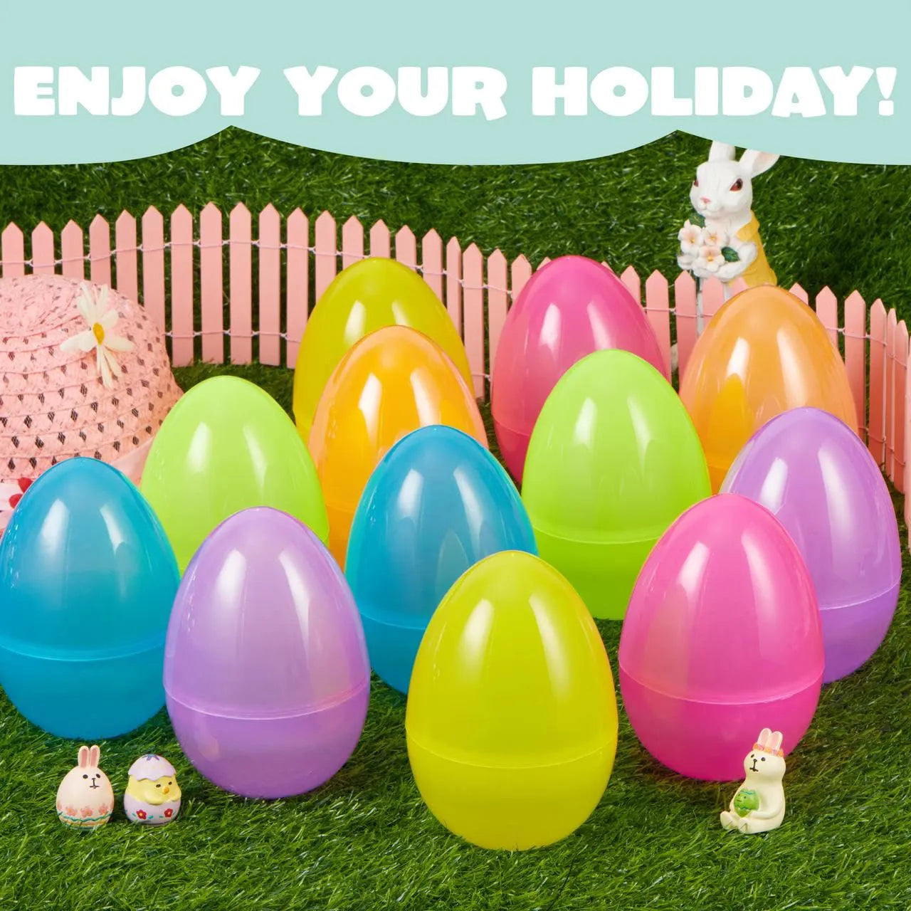 12Pcs Large Clear Easter Eggs, 6 Inches Jumbo Plastic Eggs Fillable