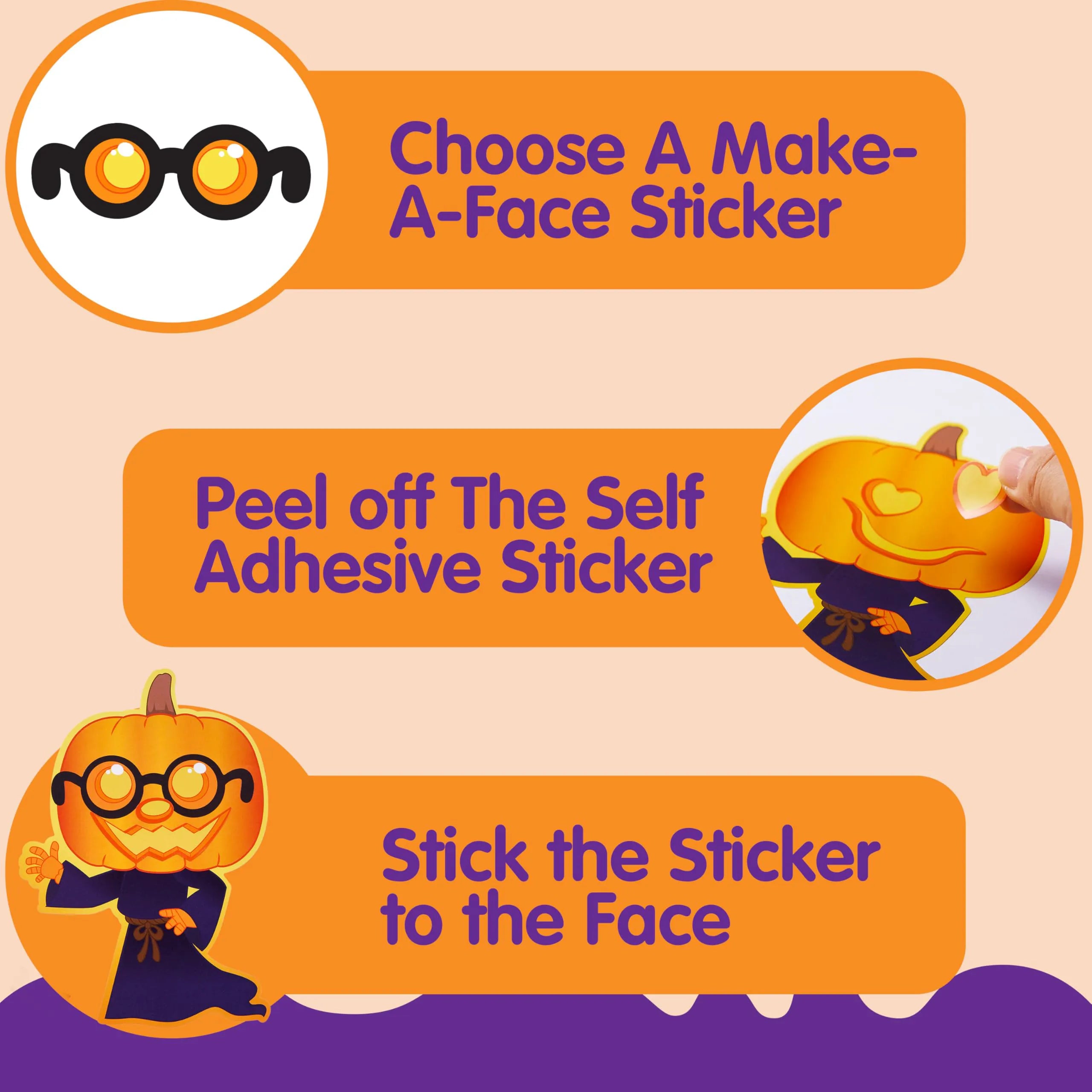 24 Halloween Make-a-Face Stickers for Kids Party Favors