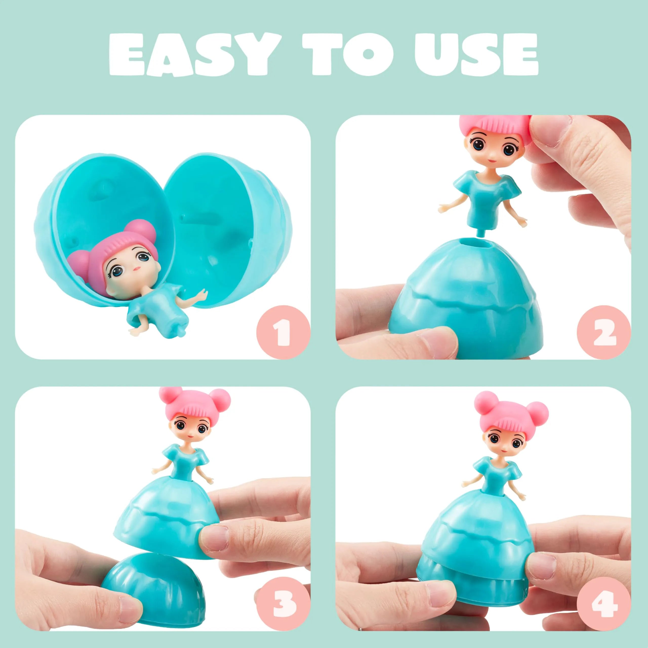 12 Pcs Filled Easter Egg with Princesses Doll for Easter Eggs Hunt