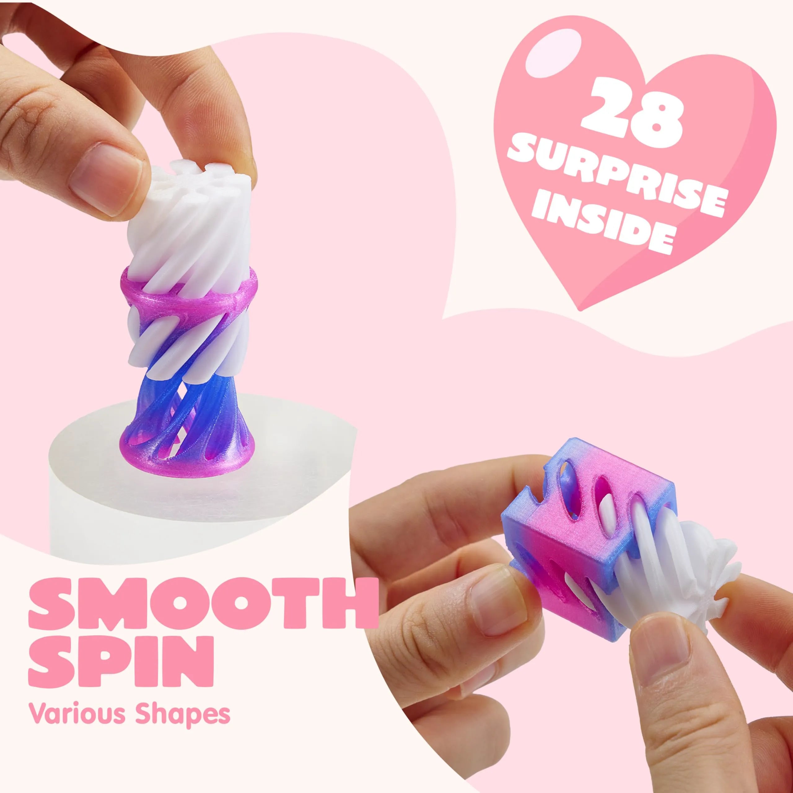 28-Piece Valentine's Day Gift Set: Impossible Spiral Cone Fidget Toys with Valentine Cards
