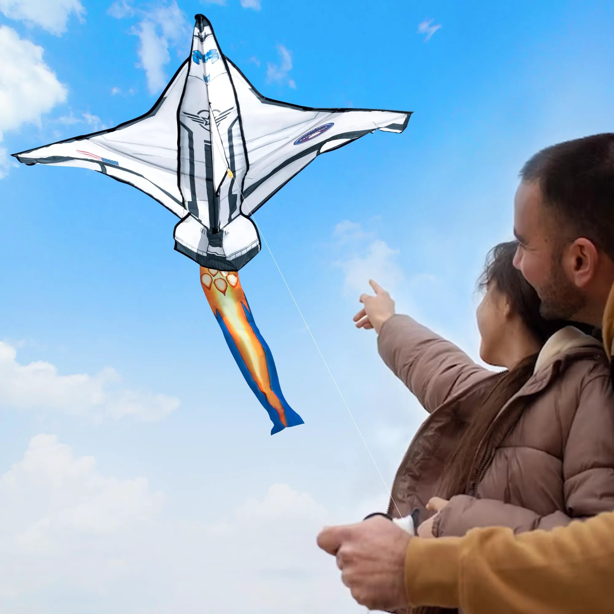 Spaceship Kite: Easy to Fly for Kids & Adults, 262.5 ft String