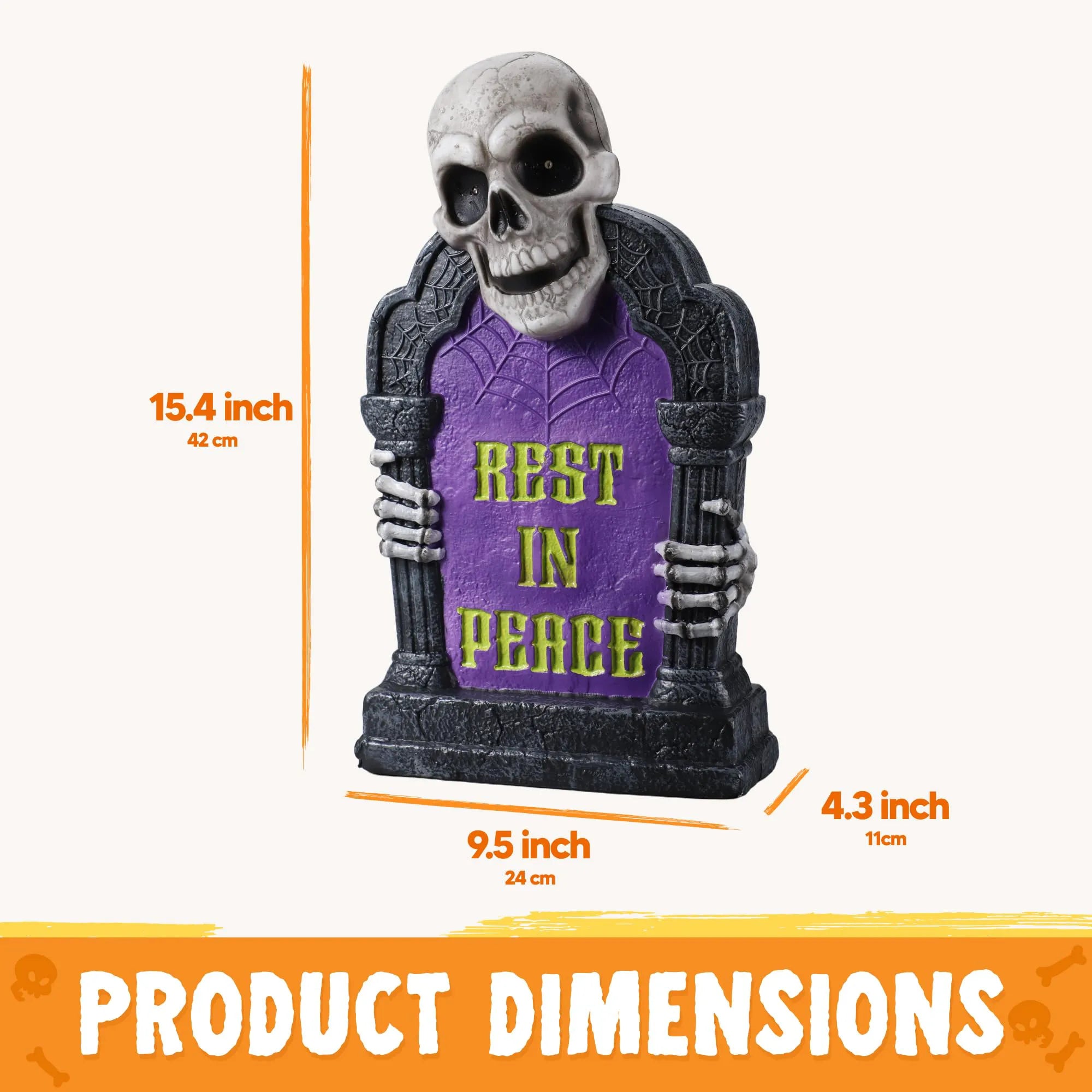 3D Plastic Tombstone for Outdoor Halloween Graveyard Decor