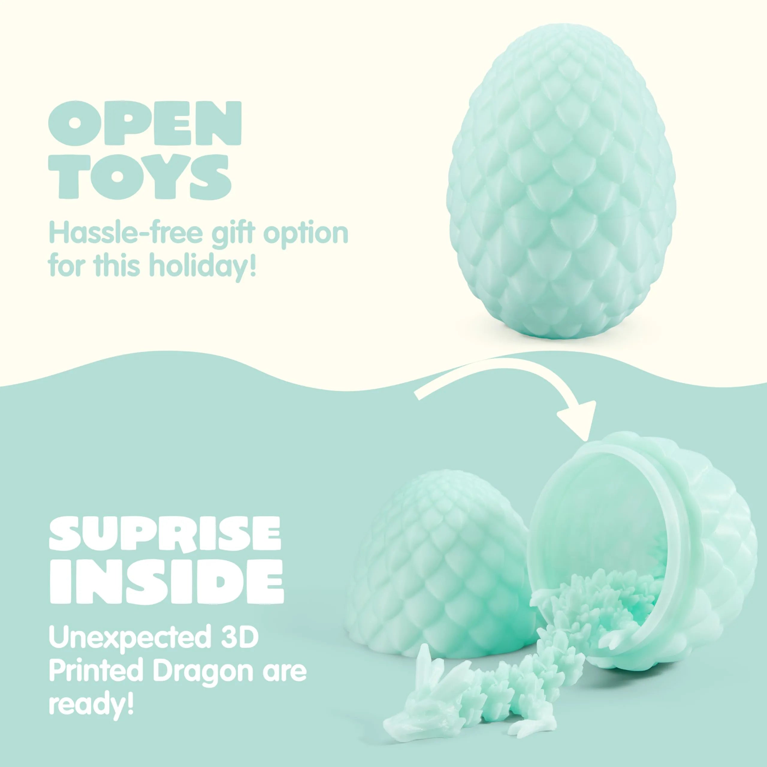 3D Printed Dragon Eggs with 12" Laser Glow Dragon Inside