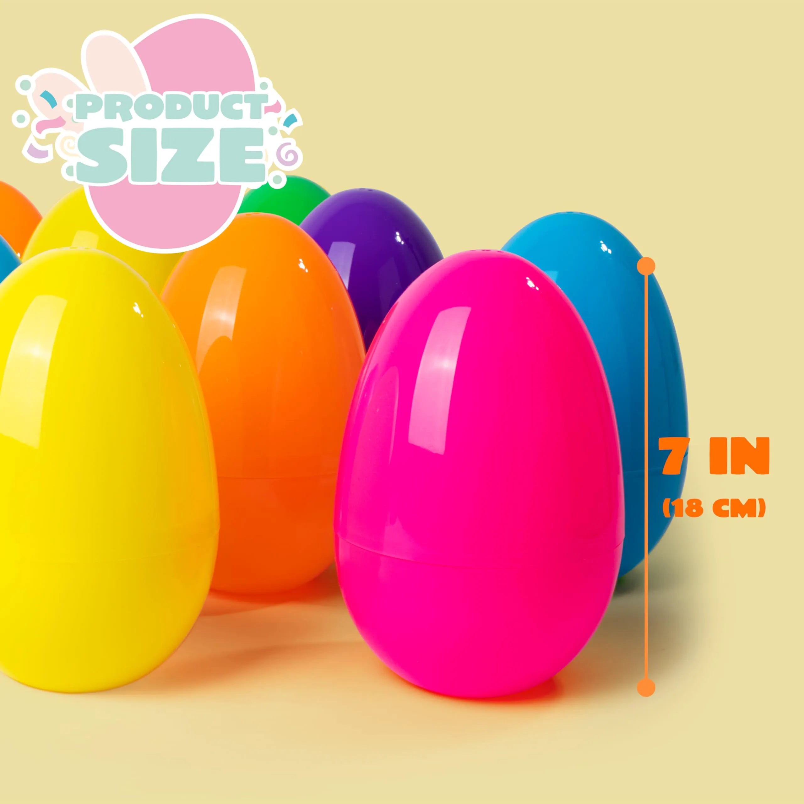 6-Pack 7-Inch Jumbo Colorful Plastic Easter Egg Shells for Easter Egg Hunt