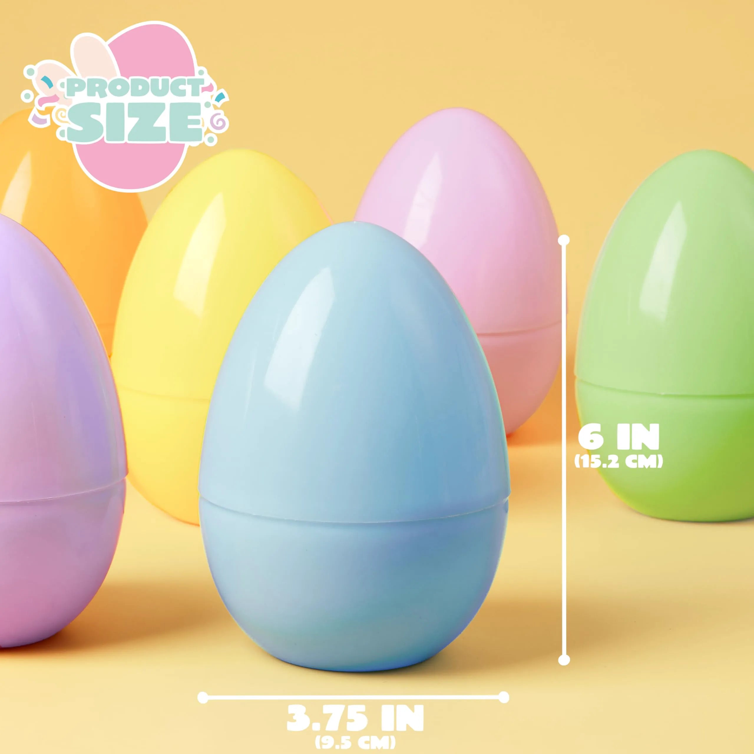 6 Large Pastel Easter Eggs - 6 Inch Jumbo Plastic Fillable Eggs for Easter Hunt