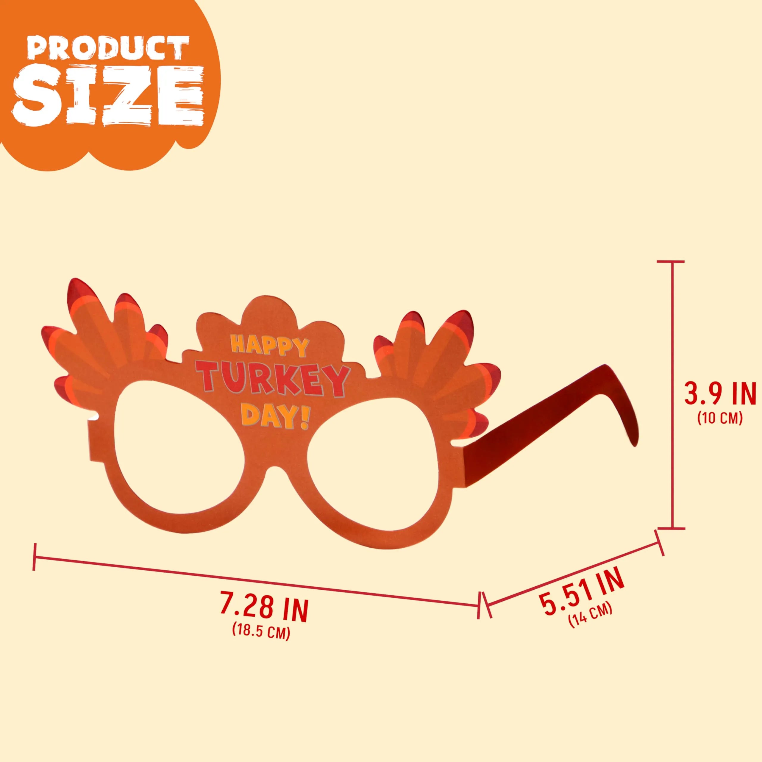 36 Pack Thanksgiving Turkey Glasses, Turkey Eyewear Photo Props for Kids