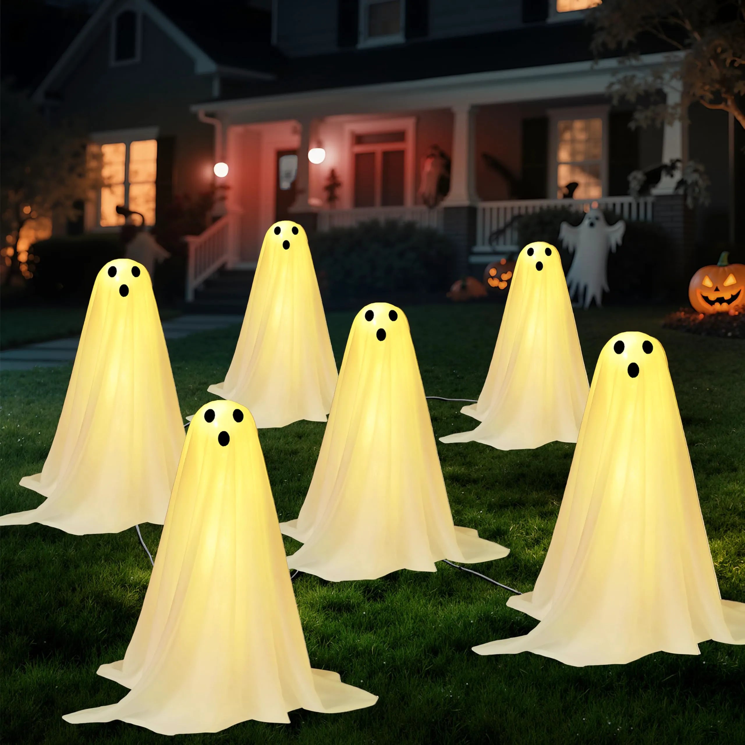 6-Pack Halloween Outdoor Ghost Pathway Lights