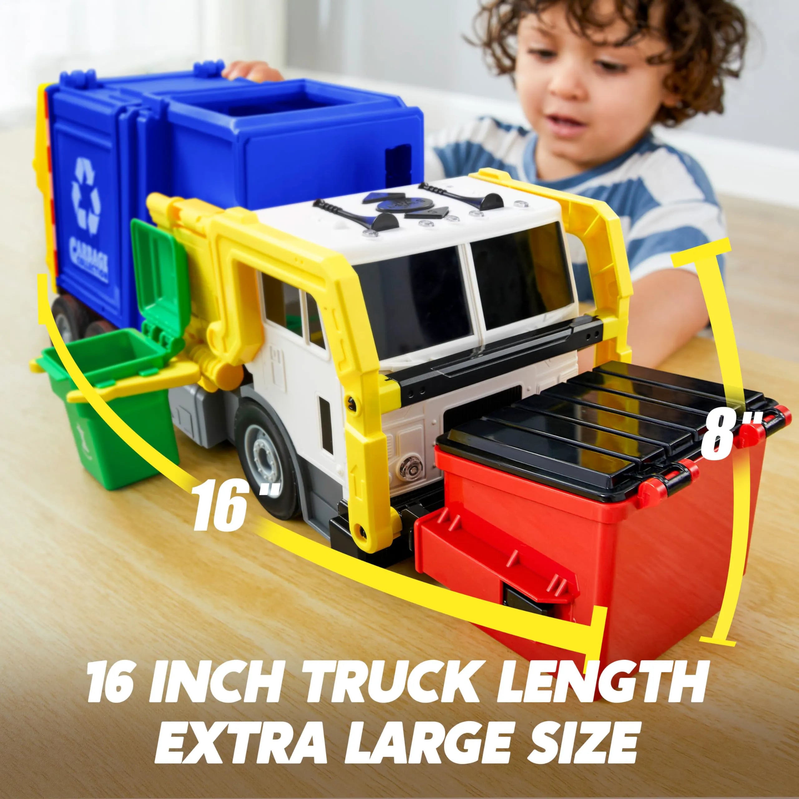 Large Friction-Powered Garbage Truck Toy Set