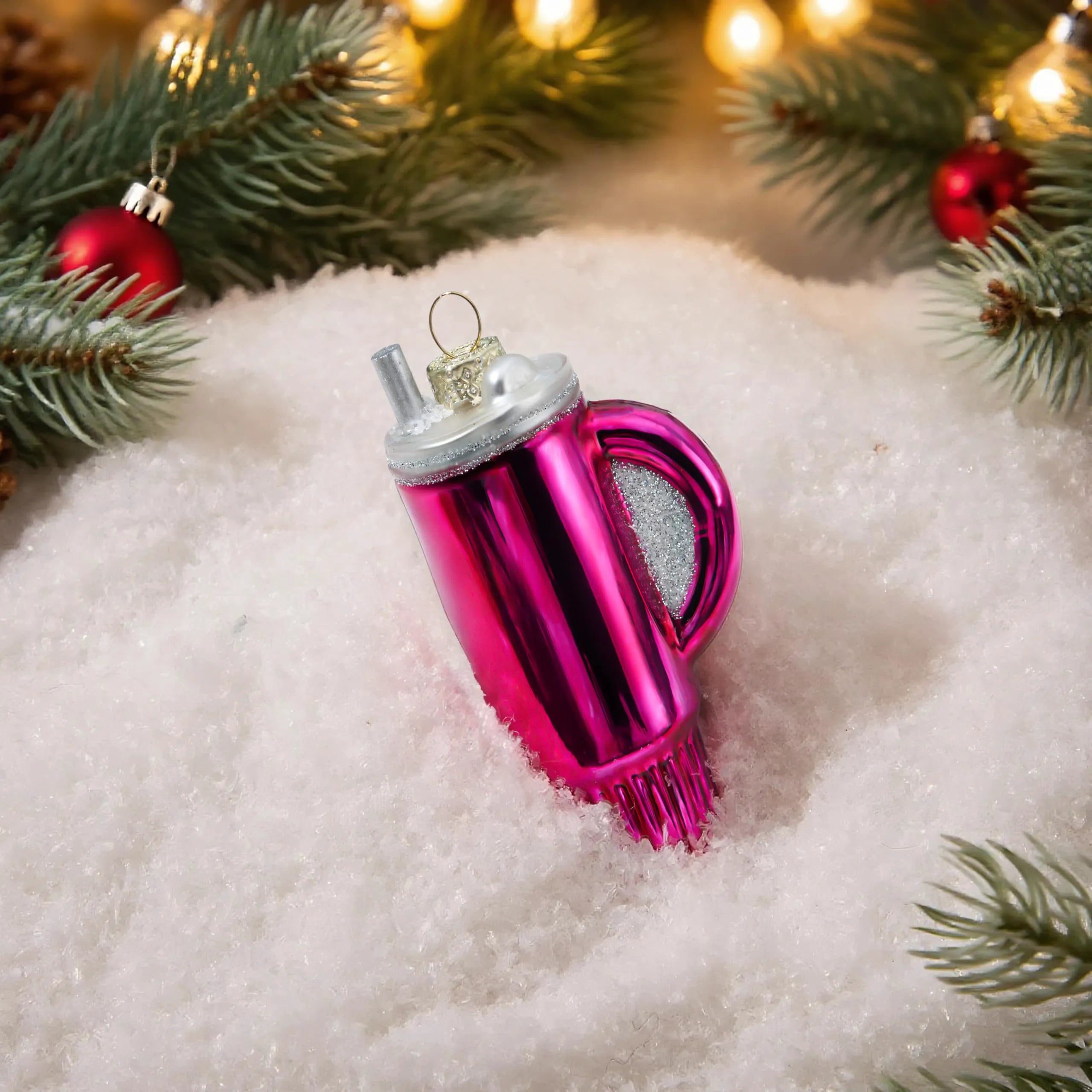 Small Red Christmas Glass Water Cup Ornament
