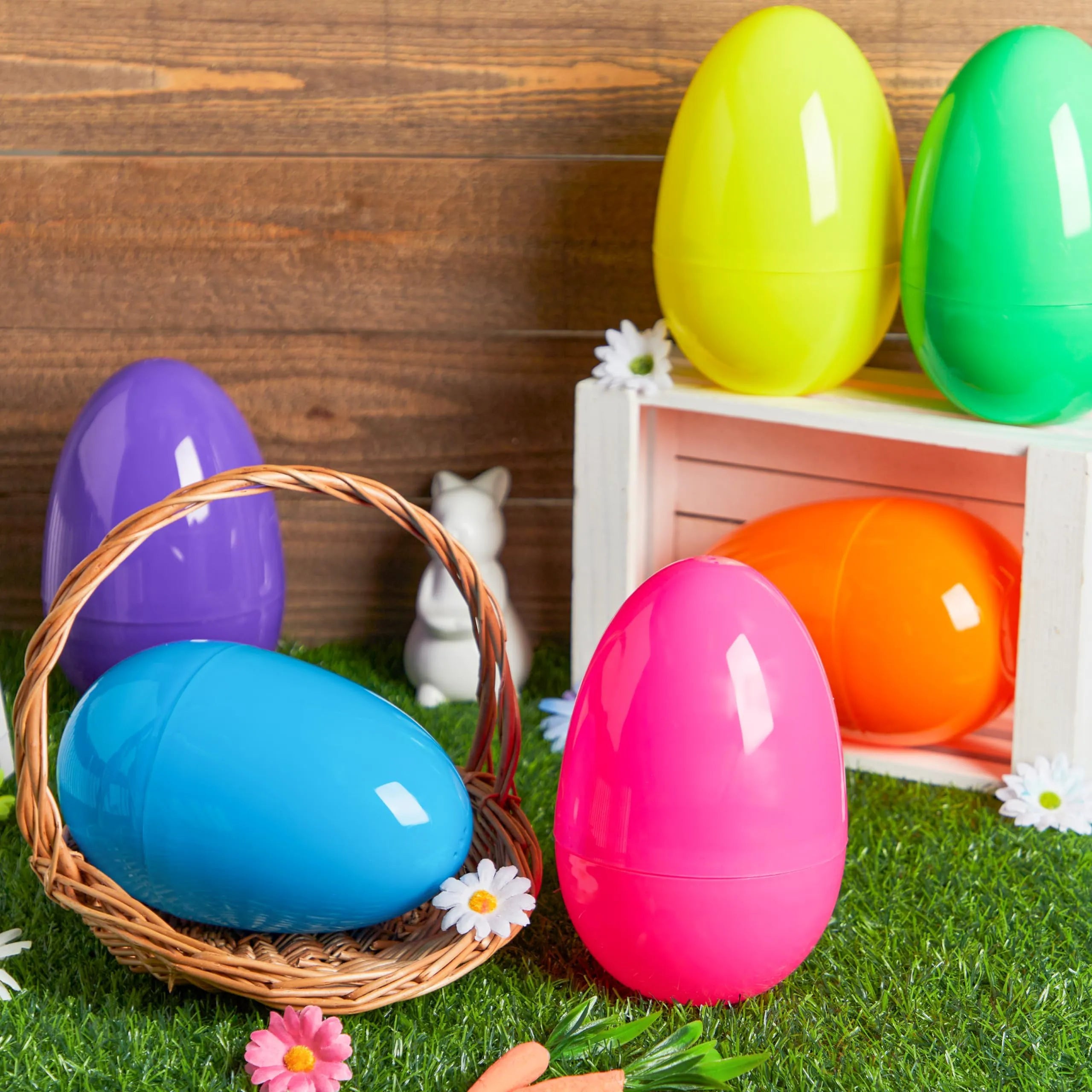 24 Large Plastic Easter Eggs, 6-Inch Colorful Jumbo Fillable Eggs