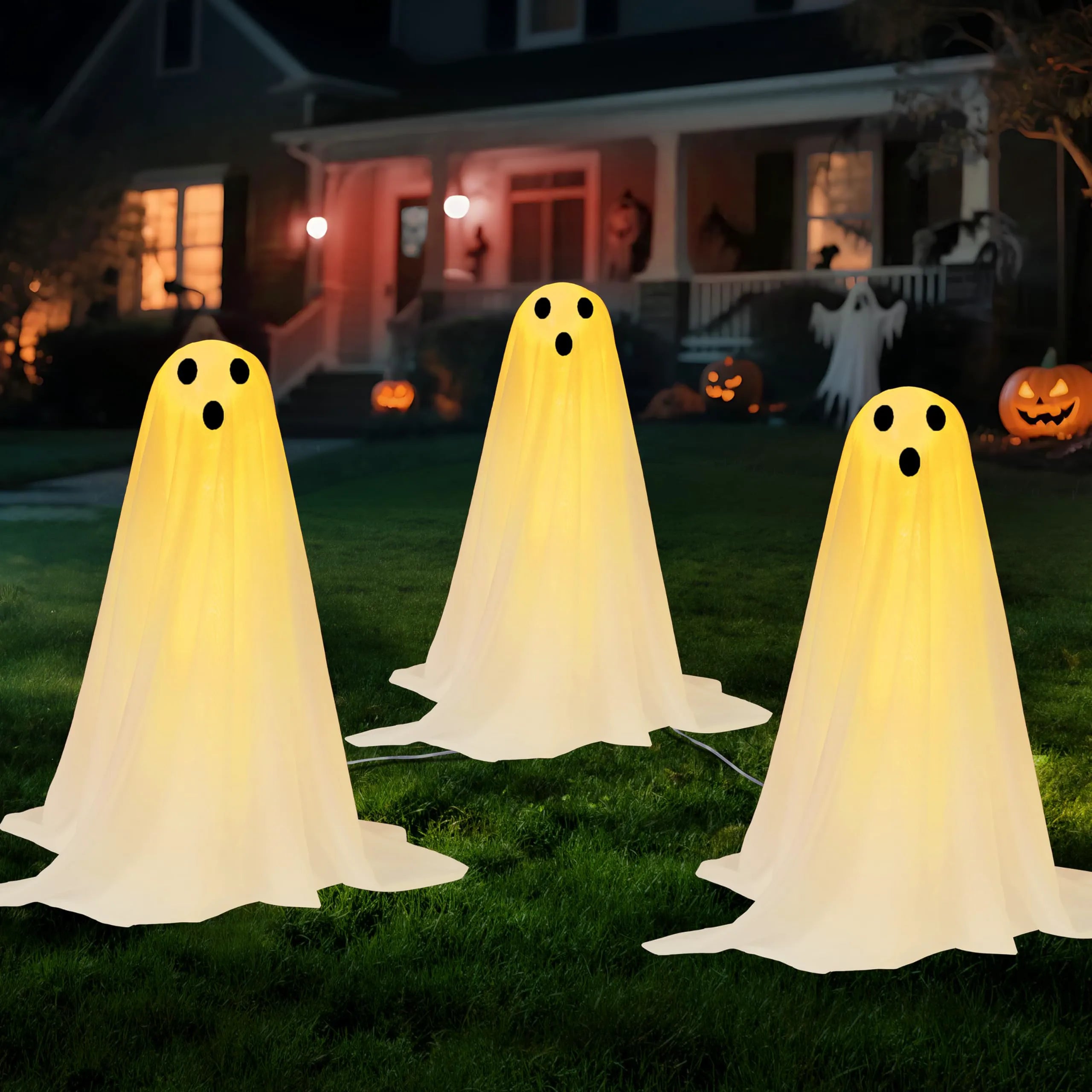 3Pcs Halloween Outdoor Ghost Pathway Lights