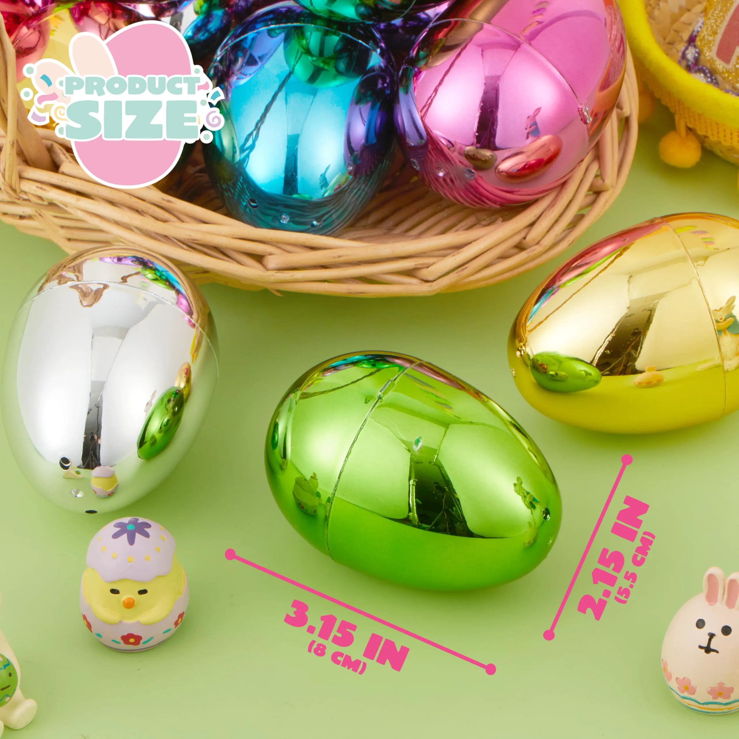 72 Pack 3.15-Inch Metallic Easter Eggs for Easter Egg Hunt