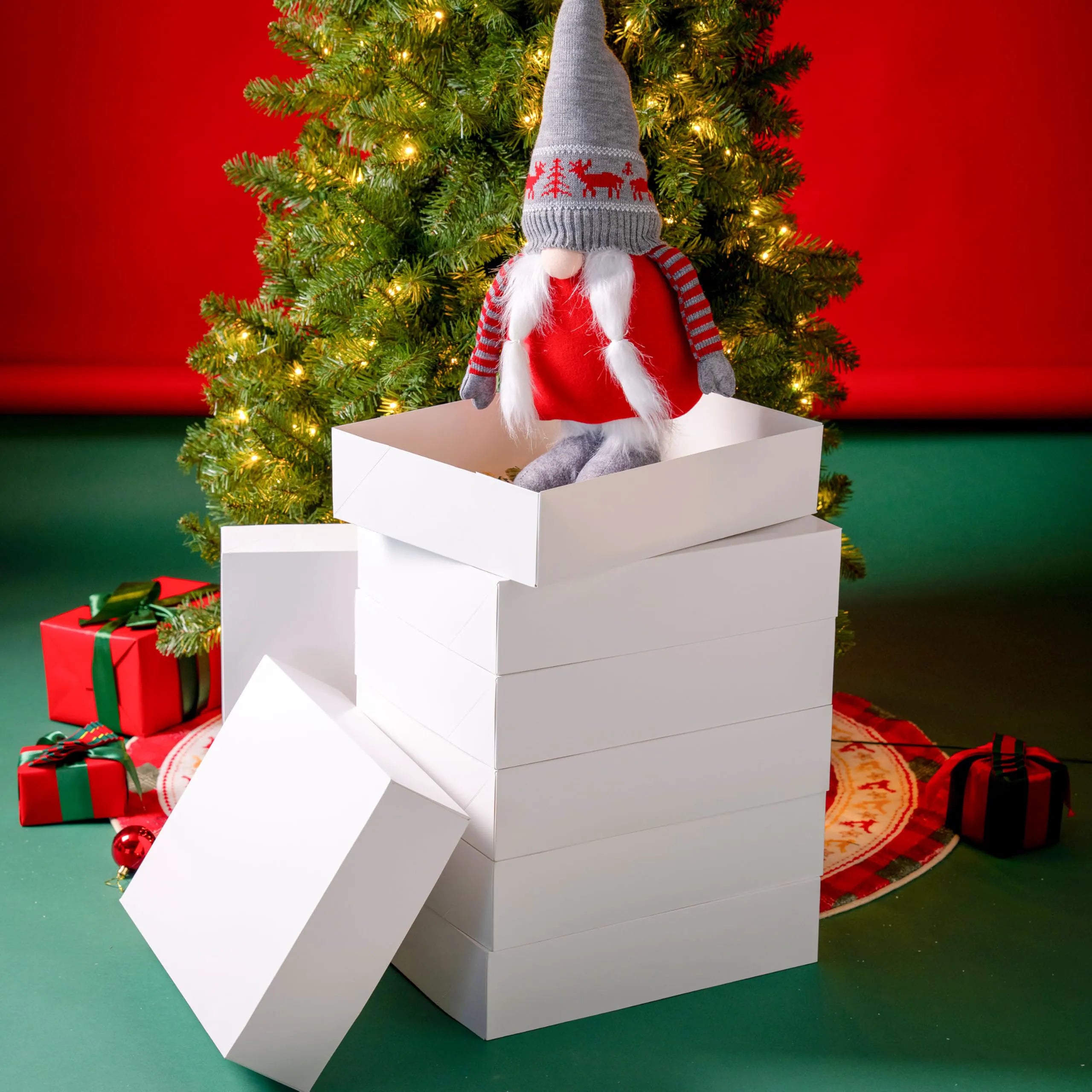 12 Pack 17x13x4 Inch Large Christmas Gift Boxes with Lids for Presents