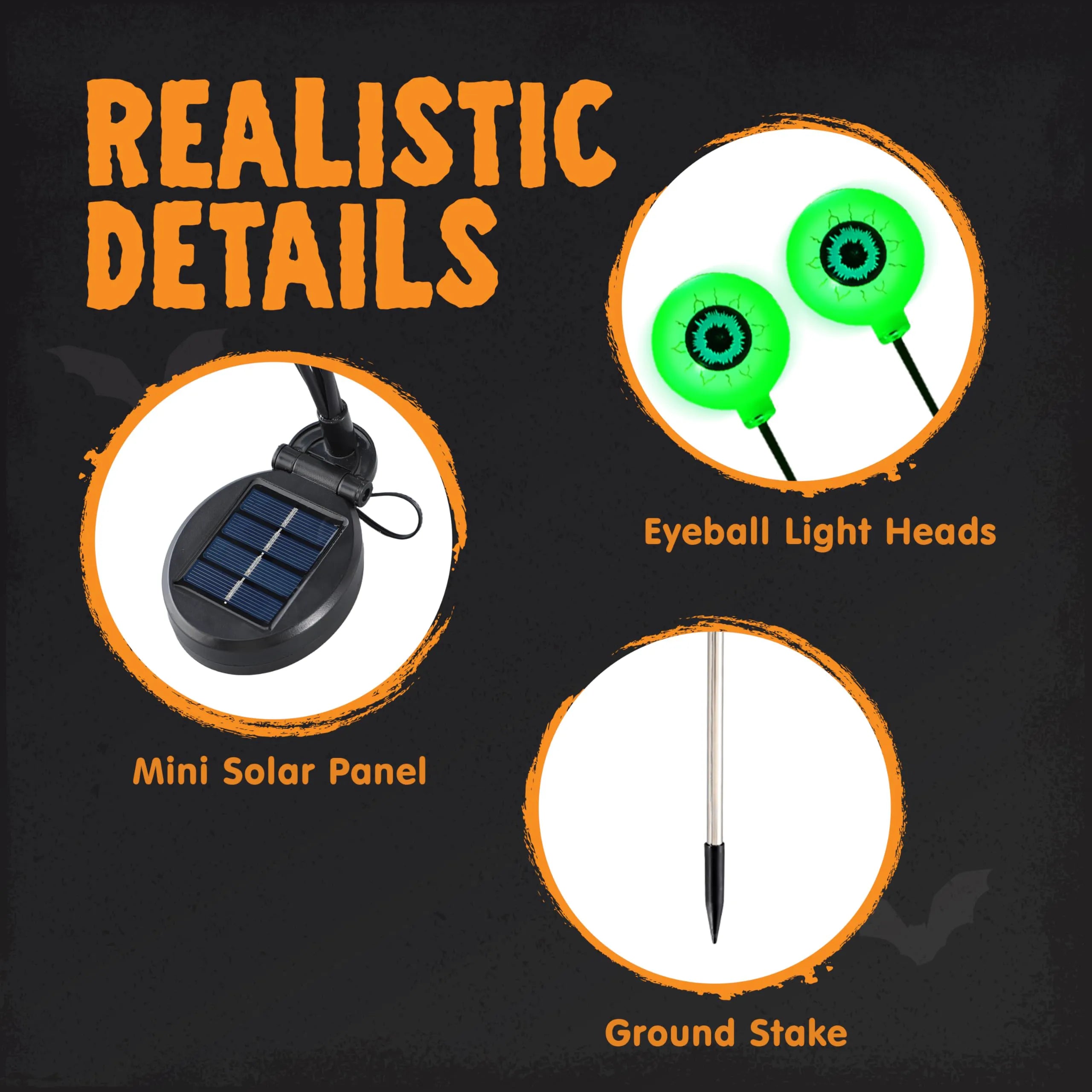 Scary Solar Eyeball Lights for Outdoor Halloween Decor