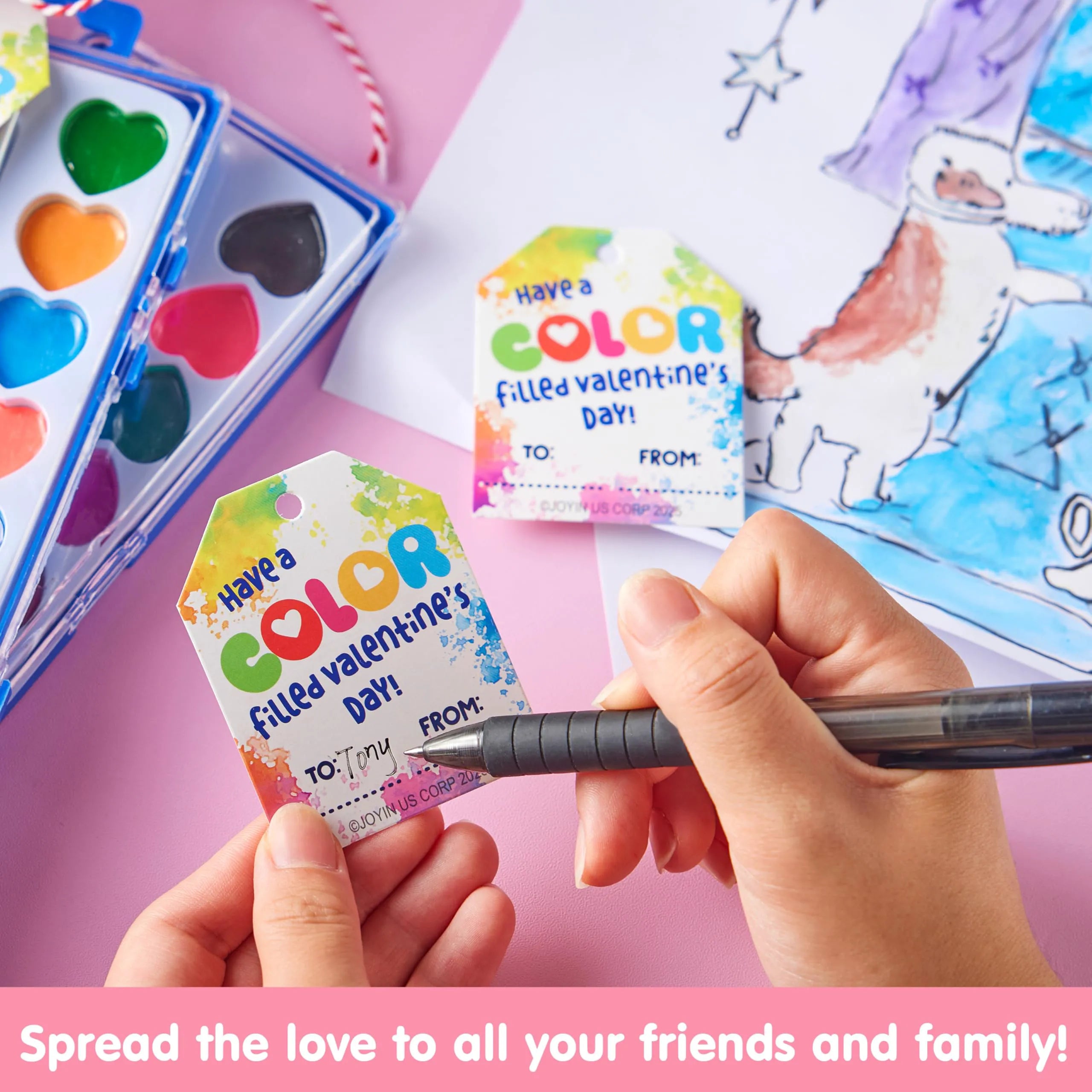 24 Pcs Valentine’s Day Heart-Shaped Watercolor Paints
