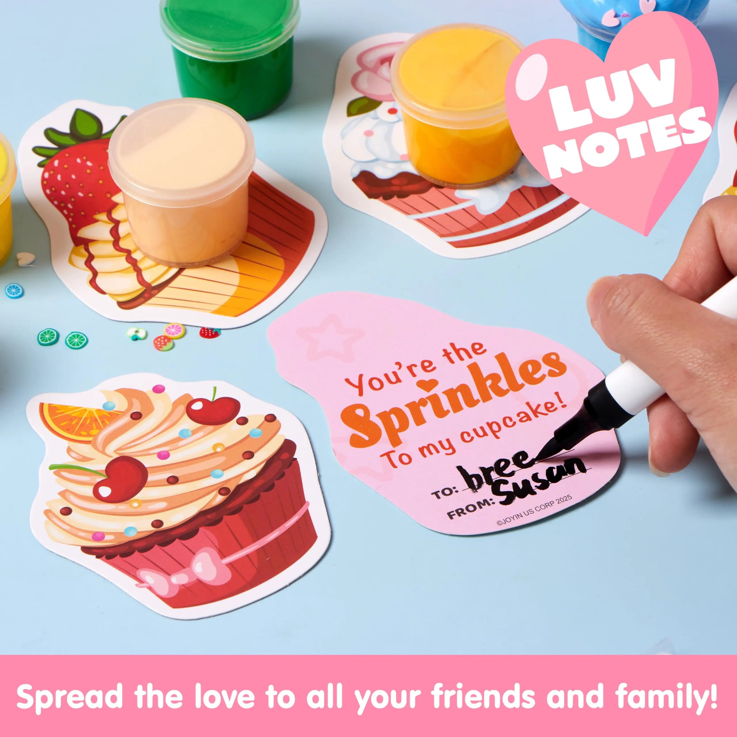 30-Piece Valentine's Day Multicolored Butter Slime Set with Rubber Slices and Dessert Cards