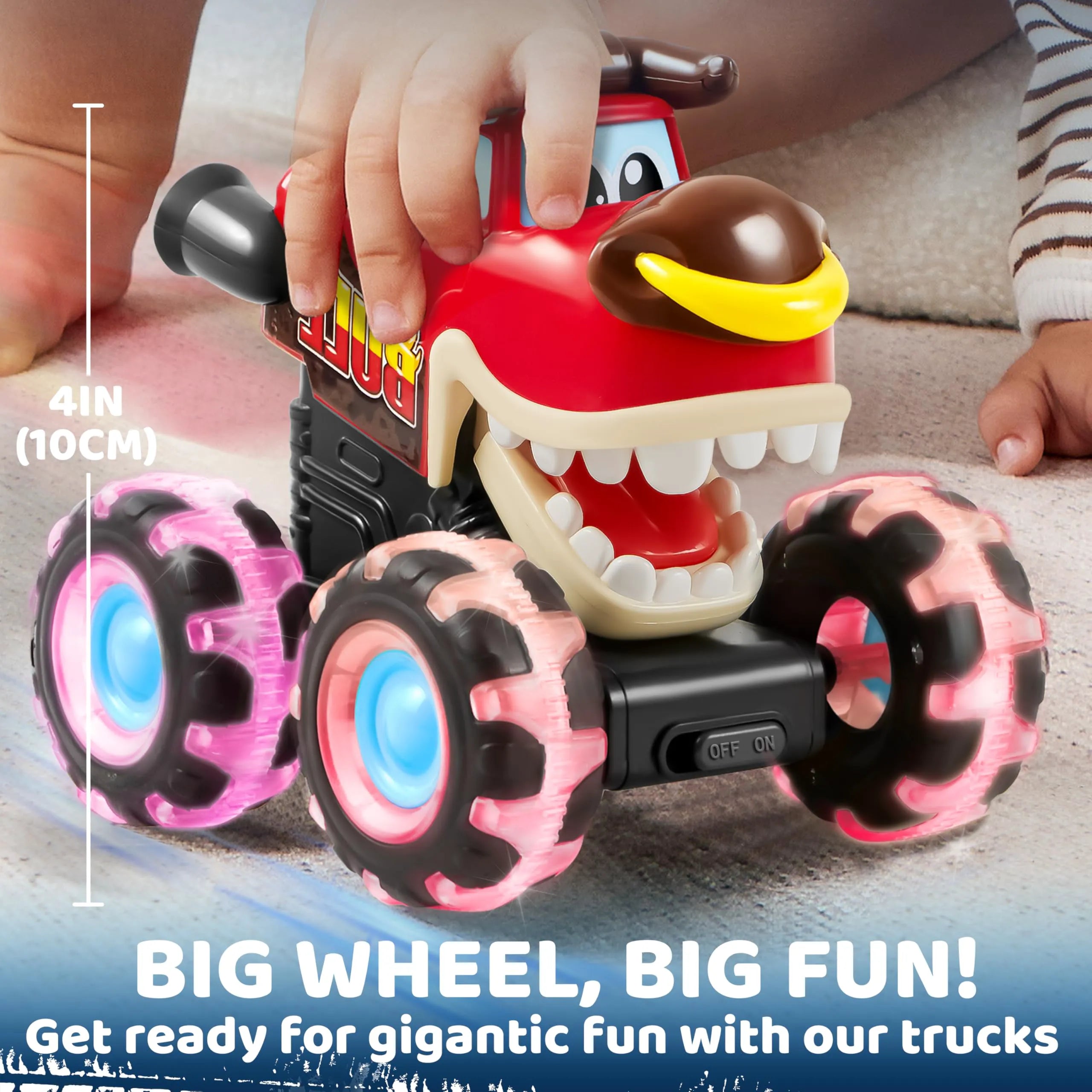 3-Pack Monster Truck Toy: Motion-Activated Light-Up Cars for Toddlers