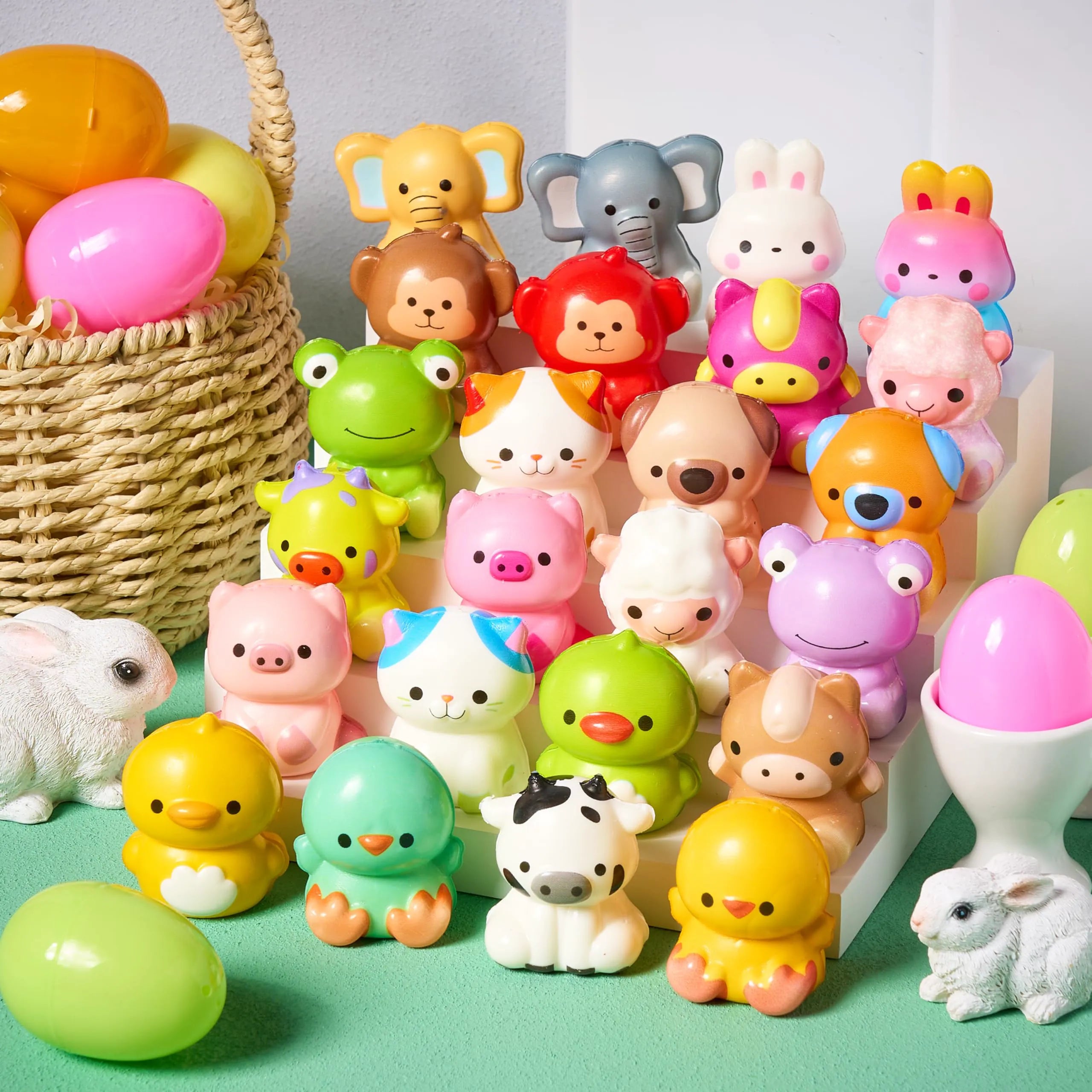 24-Pack Easter Prefilled Eggs with Animal Squishy Toys